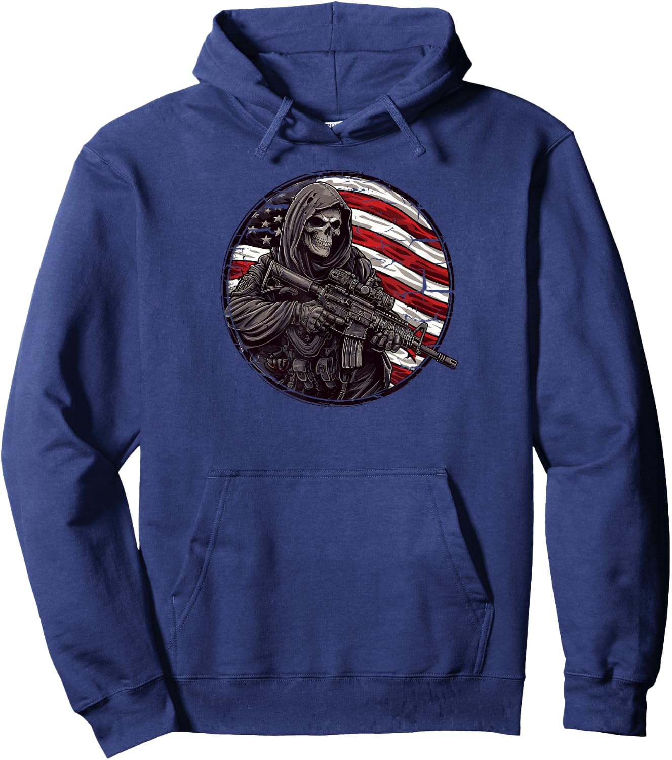 Grim Reaper Death Skeleton Halloween American Flag Hoodie - Hoodie | Navy