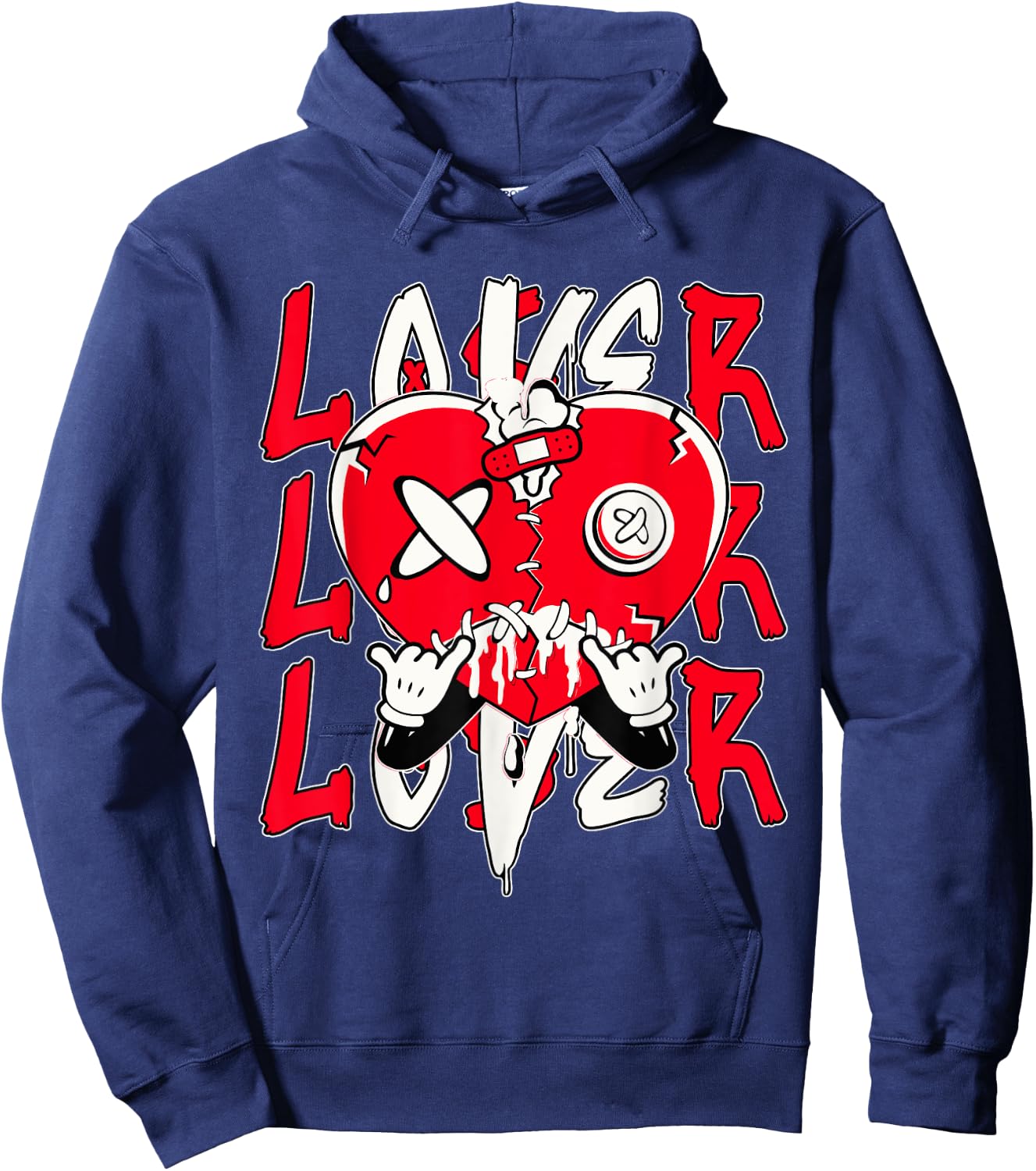 Red Loser Lover Drip Heart Matching Women Hoodie - Hoodie | Navy