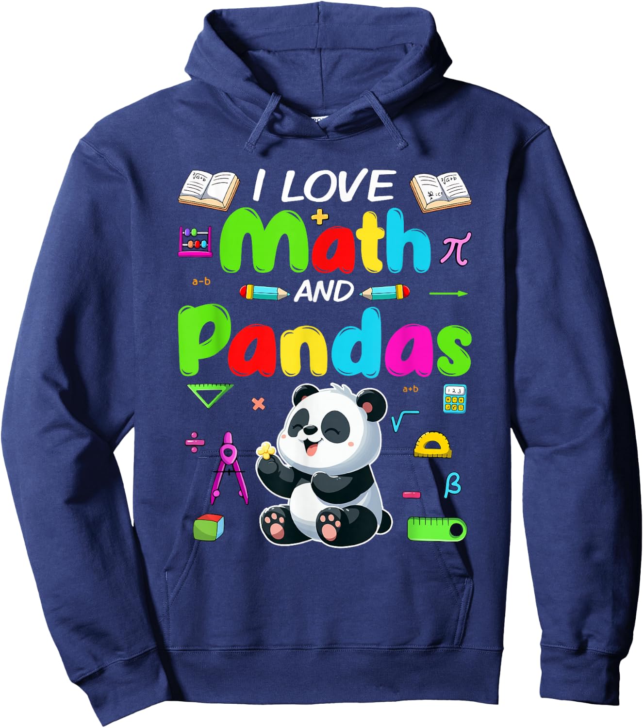 Love Math And Pandas Students Teachers Costume Colorful Hoodie - Hoodie | Navy