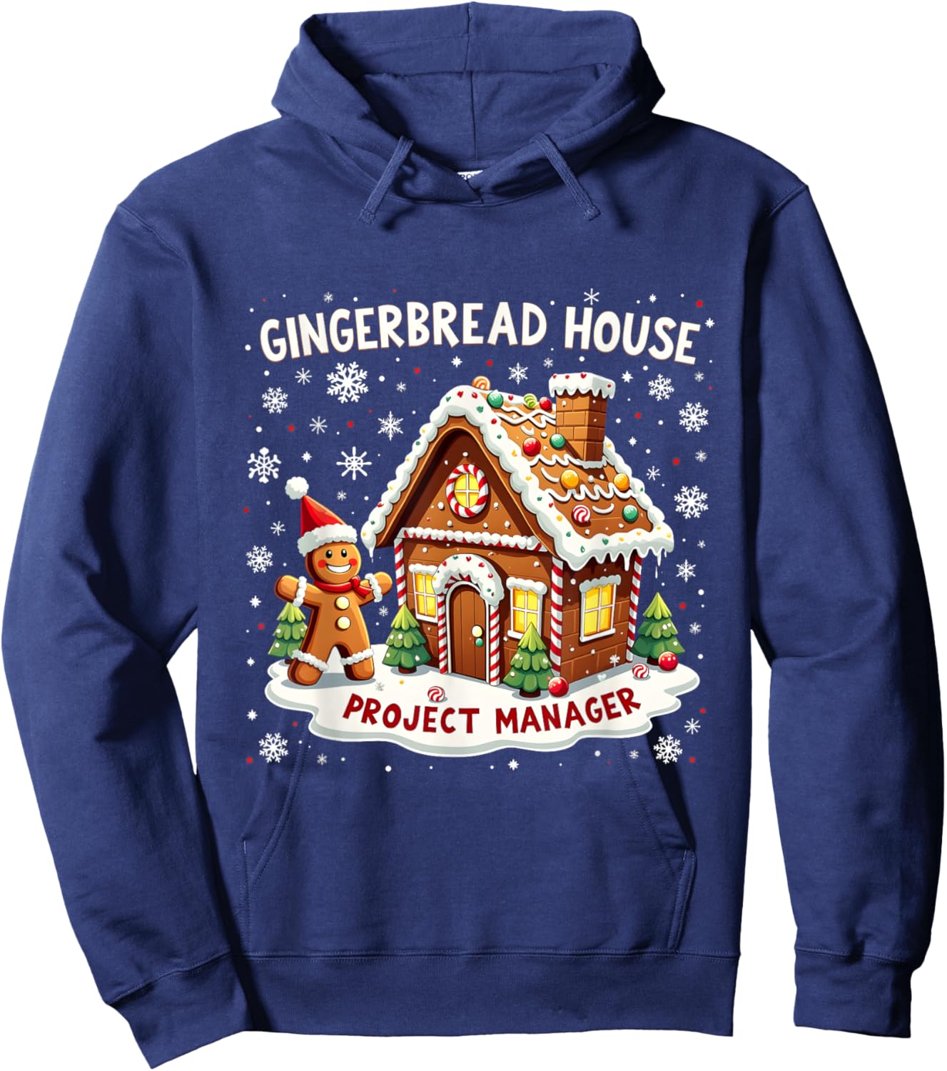 Merry Christmas Gingerbread House Project Manager Design Hoodie - Hoodie | Navy