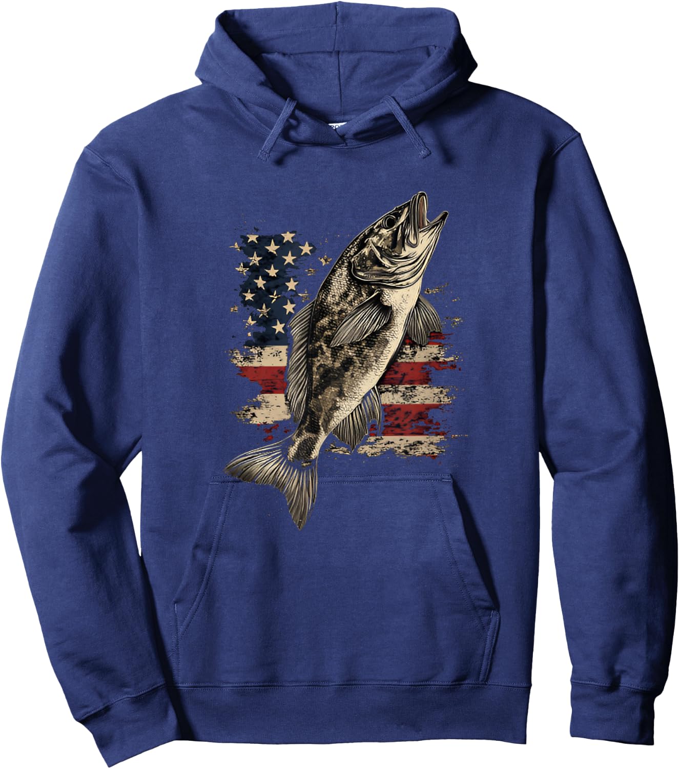 Funny Family Fisher & Fisherman Co. Fishing American Flag Bass Fish Men Women -Adult Hoodie - Hoodie | Navy