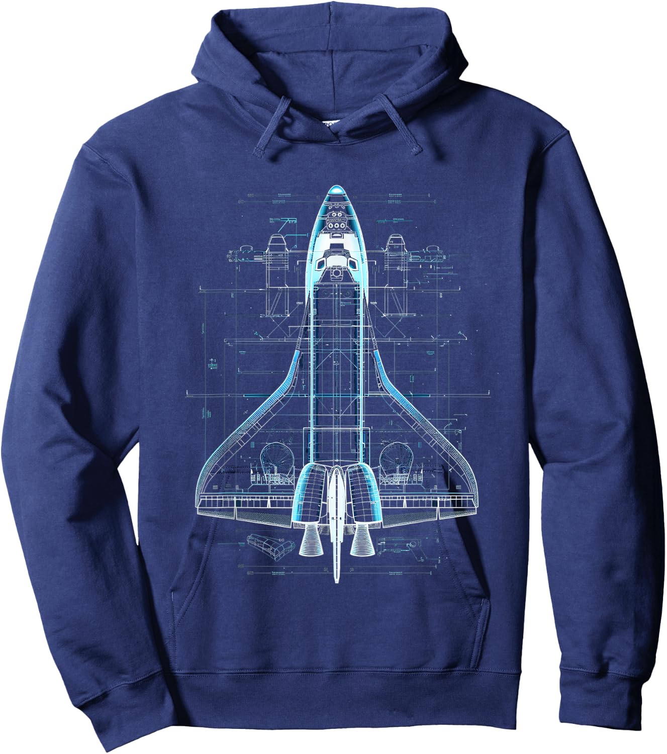 Space Shuttle Blueprint Hoodie - Hoodie | Navy