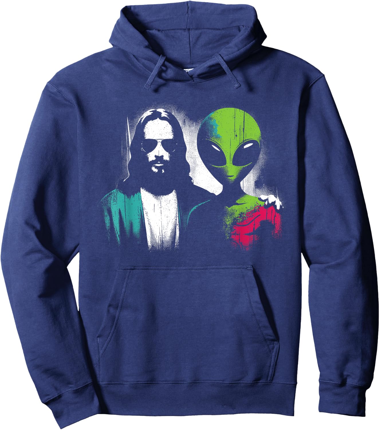 Jesus Alien Friends - Funny Christian Religious Alien UFO Hoodie - Hoodie | Navy