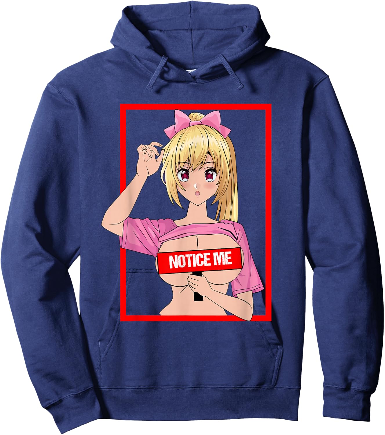 Sexy Big Breasts Cartoon Girl me Noticed Japan Anime Hoodie - Hoodie | Navy