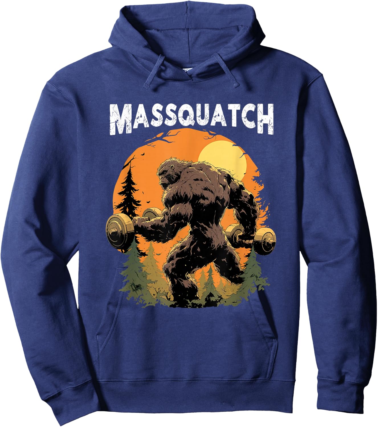 Hairy Animal Workout Merch Bigfoot Massquatch Funny Sasquatch Workout Gym Weightlifter Hoodie - Hoodie | Navy