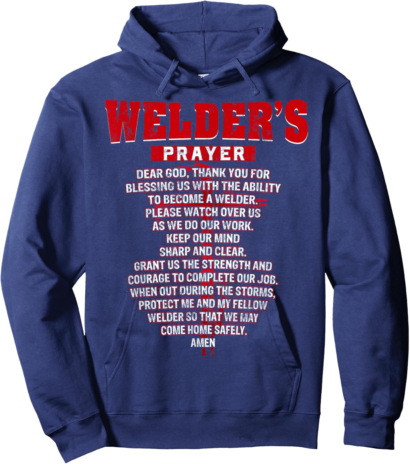 Welder Prayer Funny Christian Welding Grandpa Dad husband Hoodie - Hoodie | Navy