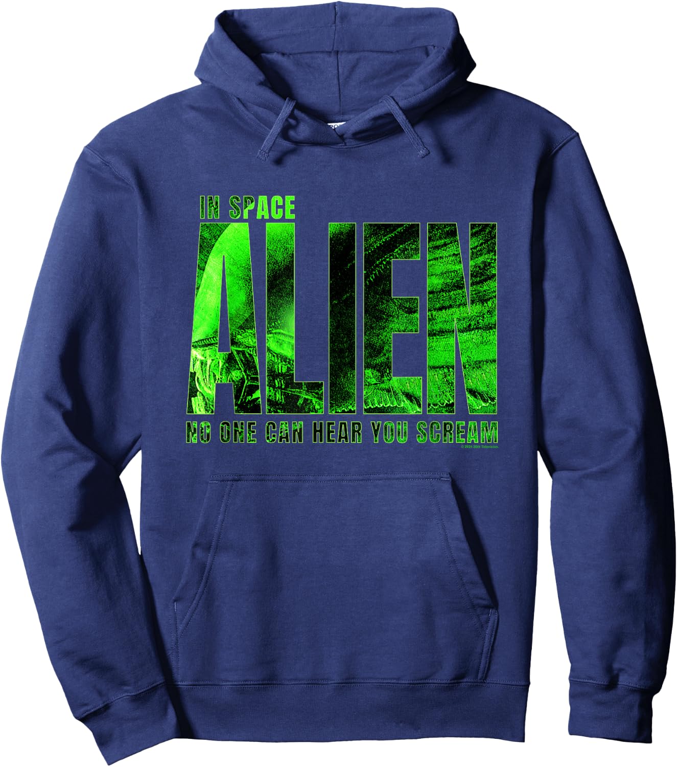 Aliens In Space No One Can Hear You Scream Chest Text Logo Hoodie - Hoodie | Navy