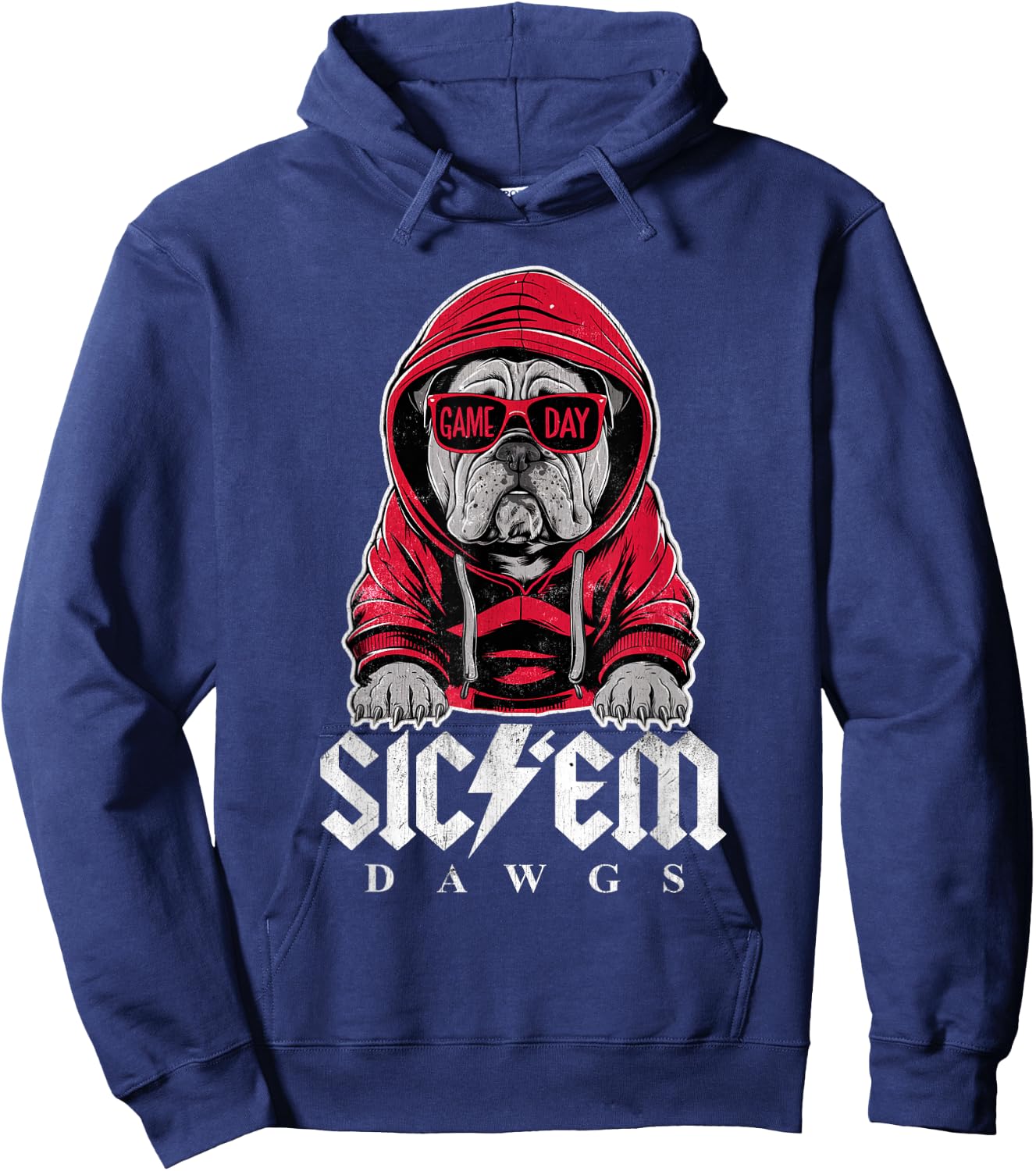 Vintage Bulldog Name Personalized Cute Animal Dogs Game Day Hoodie - Hoodie | Navy