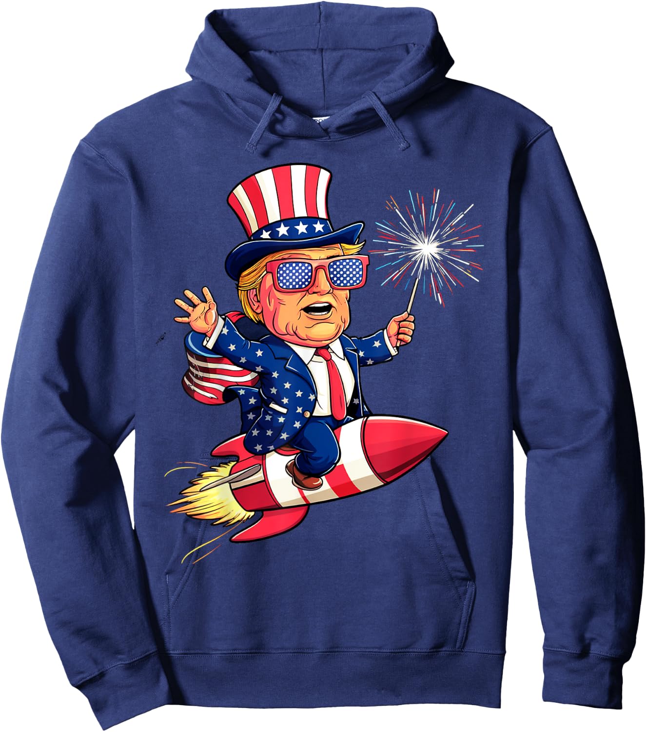Donald TRUMP 2024 Happy 4th Of July Trump American Flag Women Men Hoodie - Hoodie | Navy