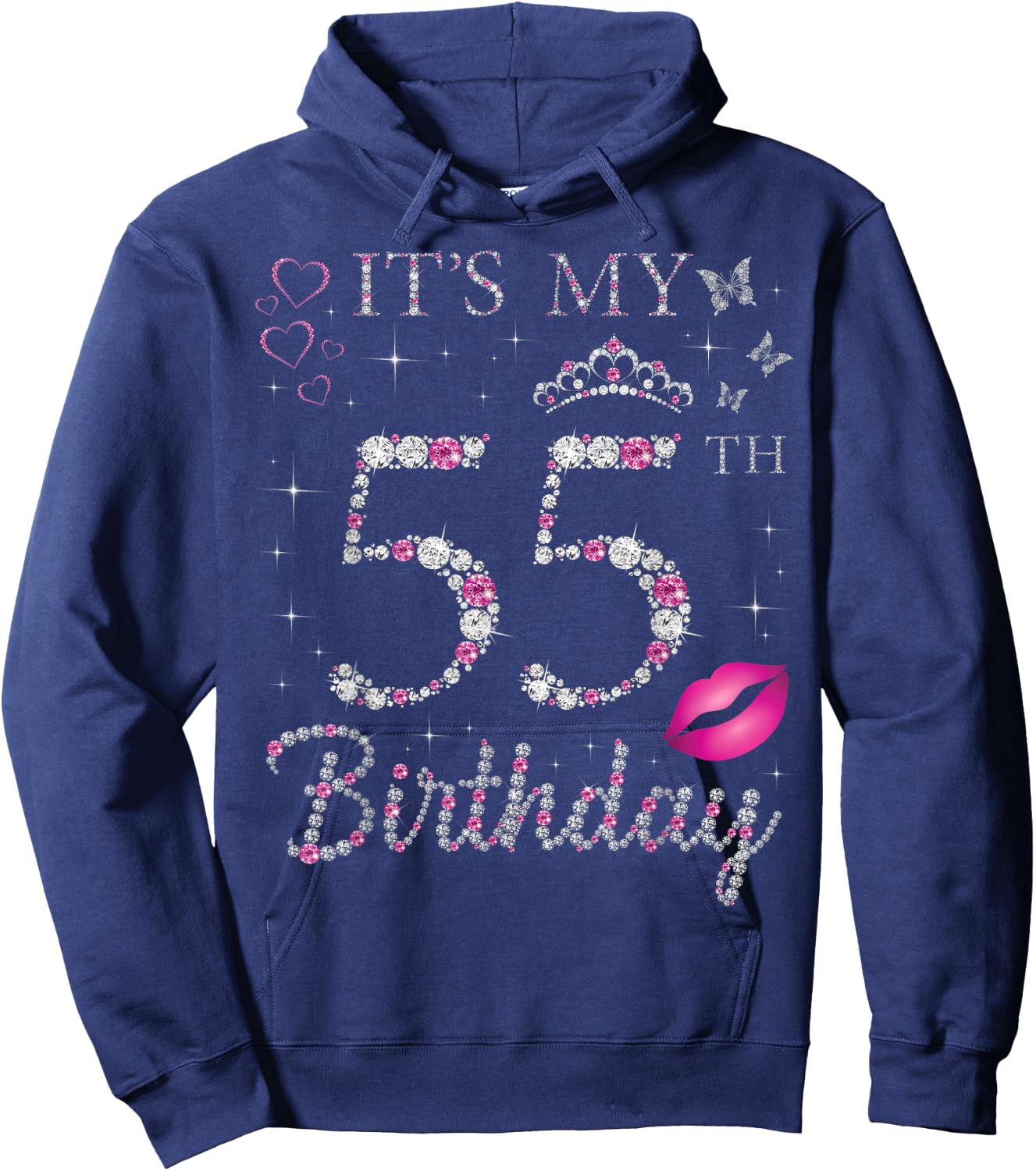 It's My 55th Birthday 55 Years Old Woman Queen Bday Party Hoodie - Hoodie | Navy