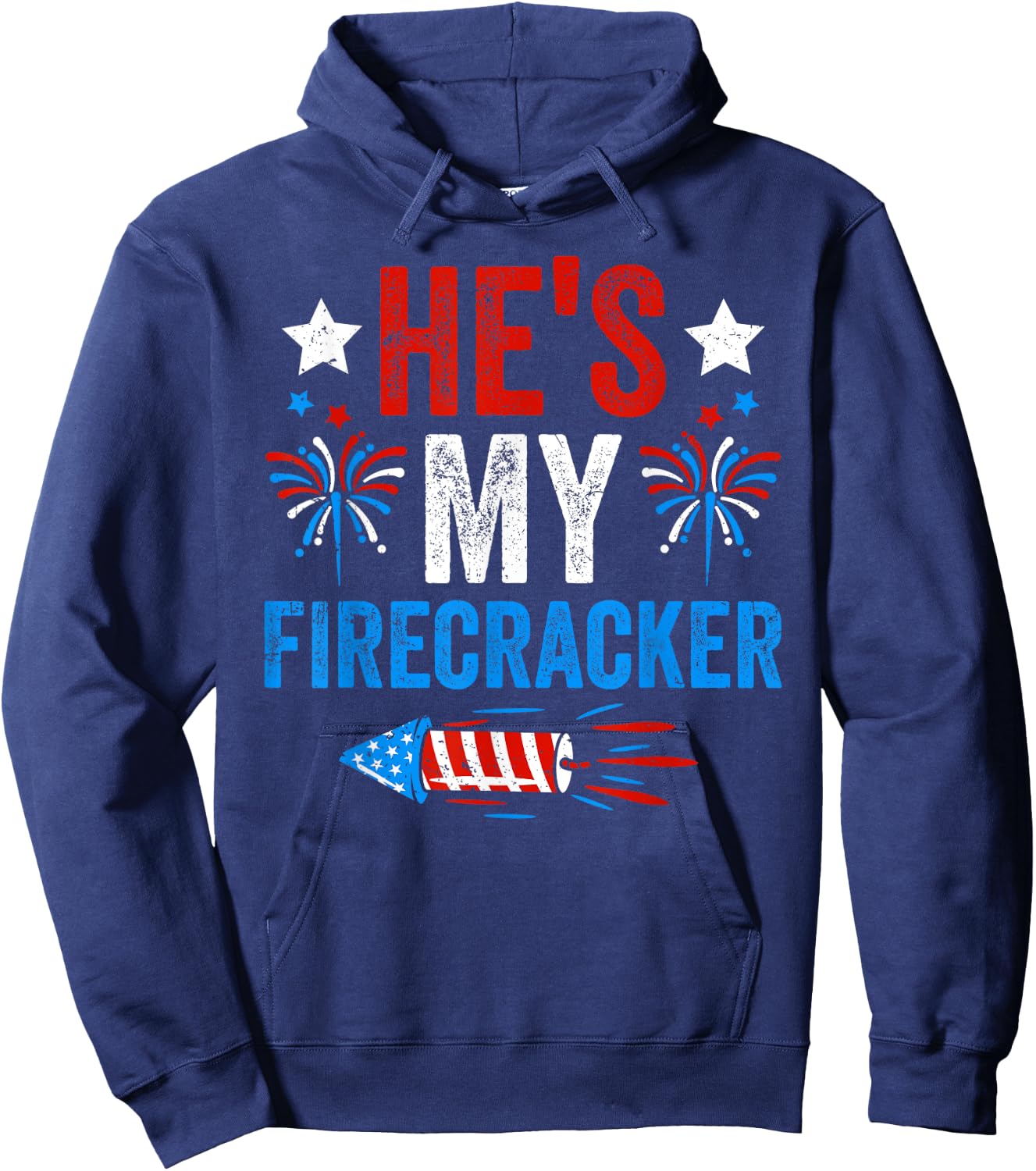 He's My Firecracker His And Hers 4th of July Couples Hoodie - Hoodie | Navy