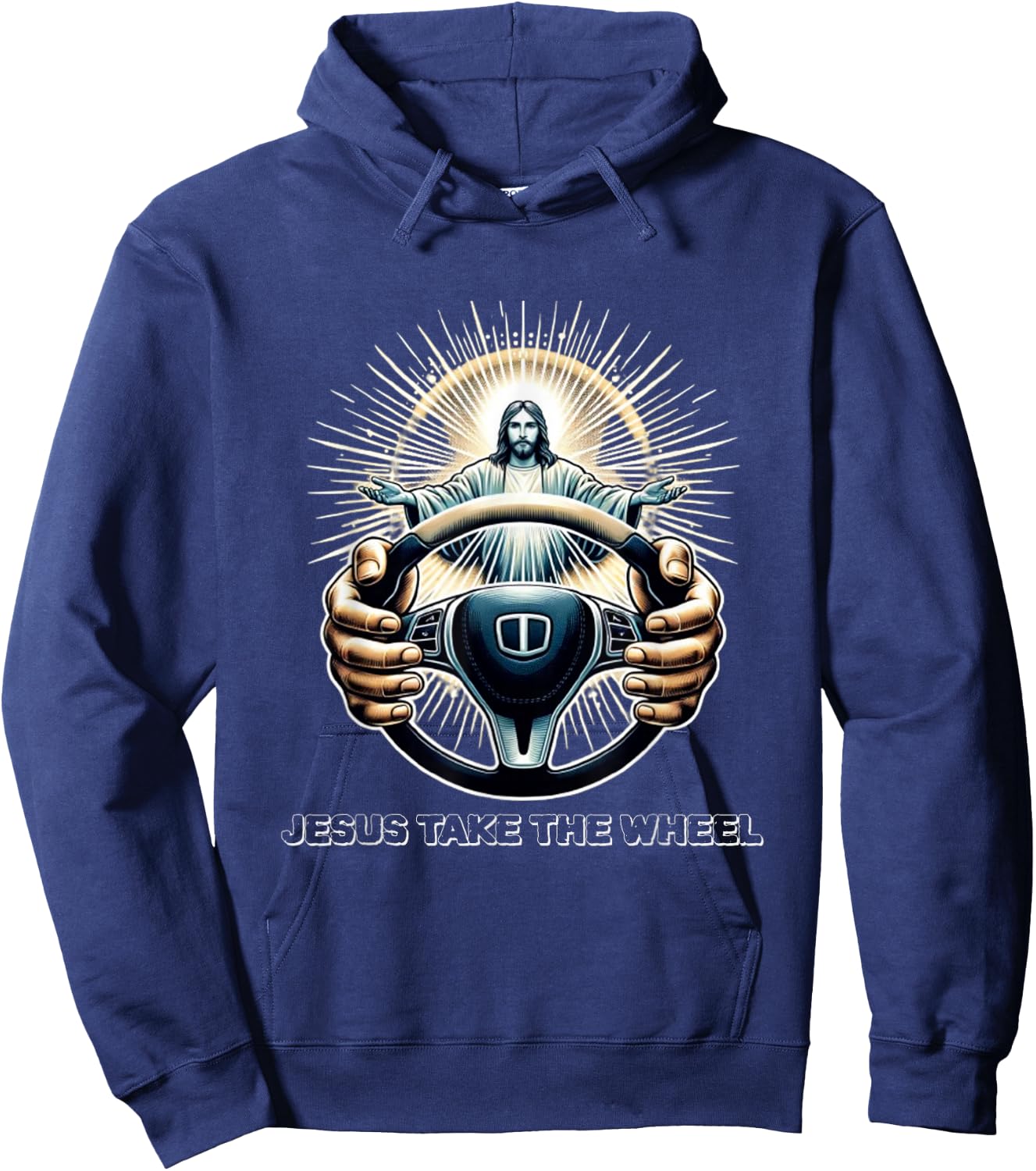 Faithful Sapparelring Co.-Jesus Take The Wheel Jesus Take The Wheel: Divine Guidance-Christian-Faith-Bible Hoodie - Hoodie | Navy