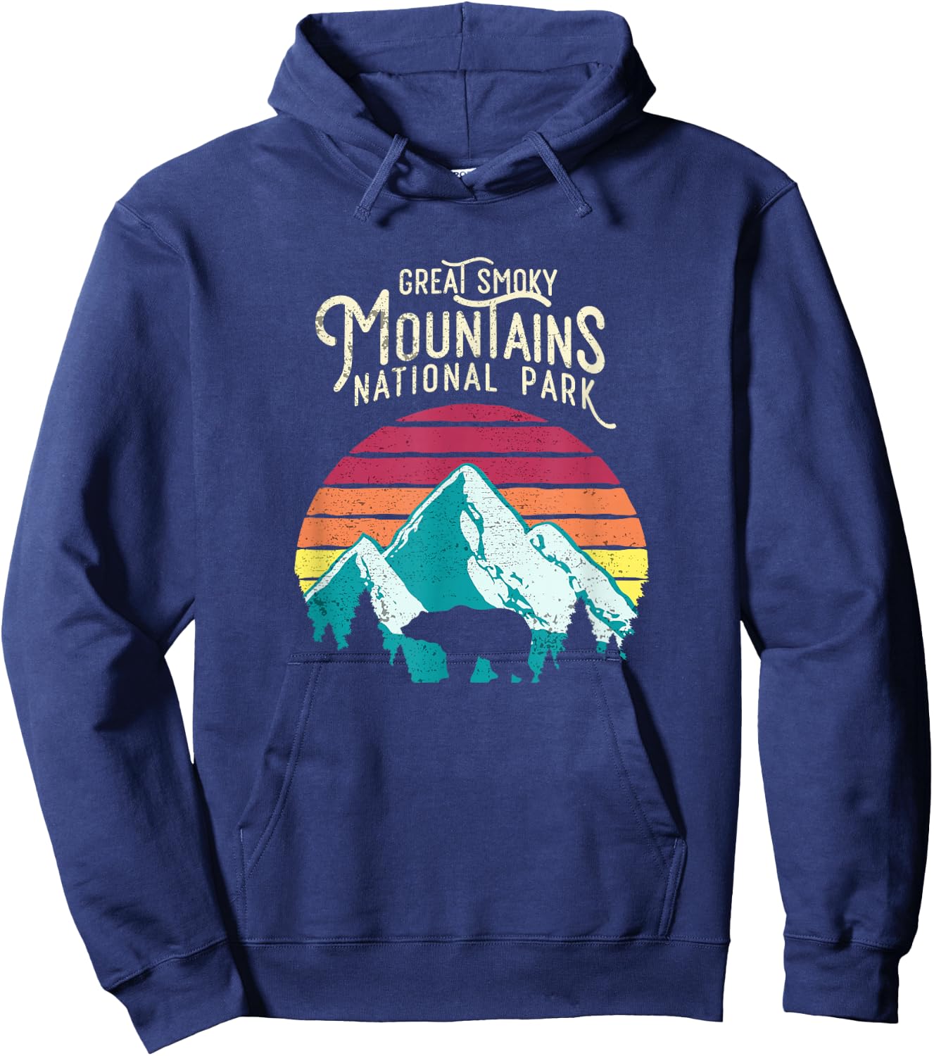 Vintage Great Smoky Mountains National Park Bear T Shirt Hoodie - Hoodie | Navy