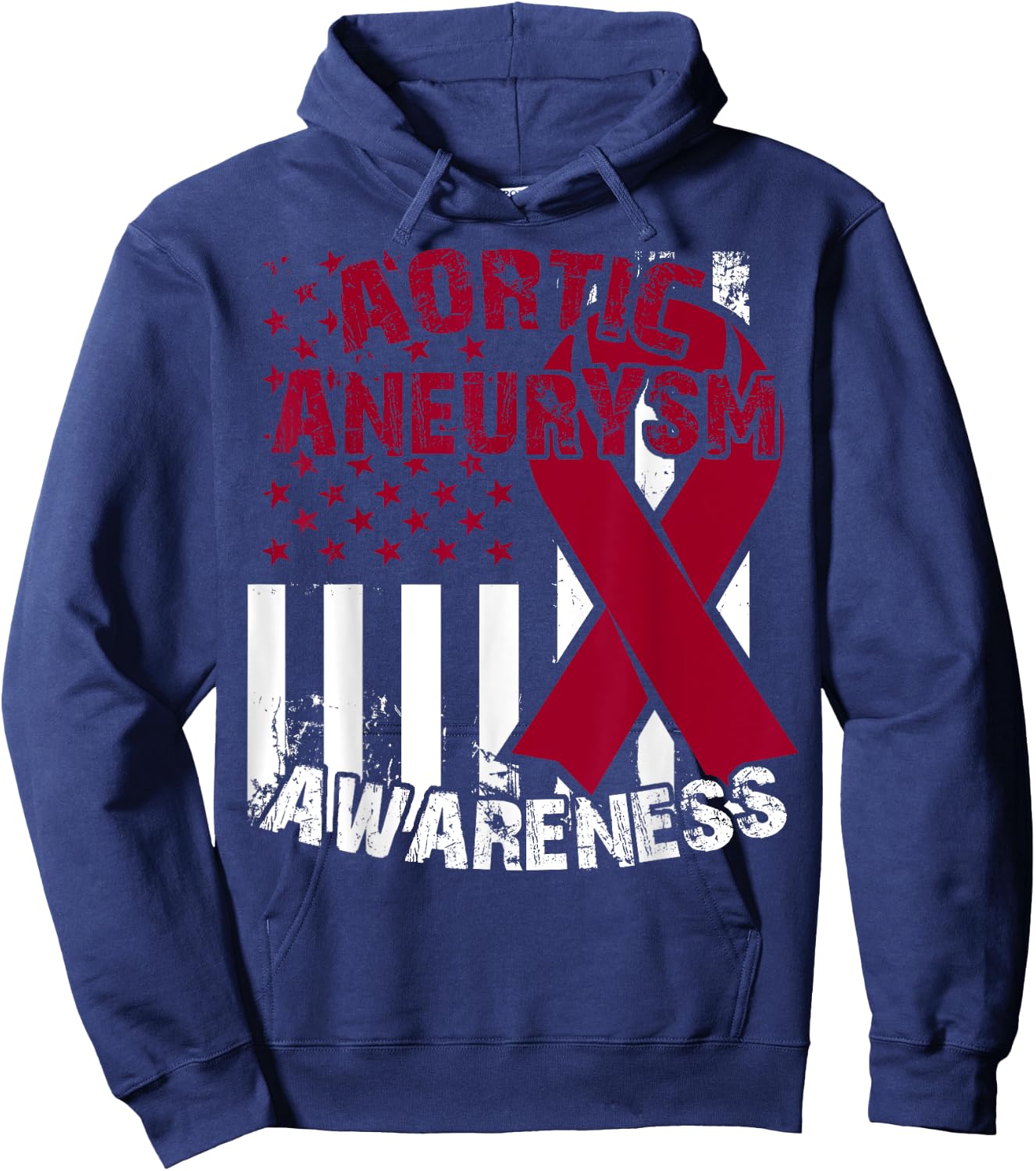 Burgundy Awareness Ribbon - Aortic Aneurysm T Shirt Hoodie - Hoodie | Navy