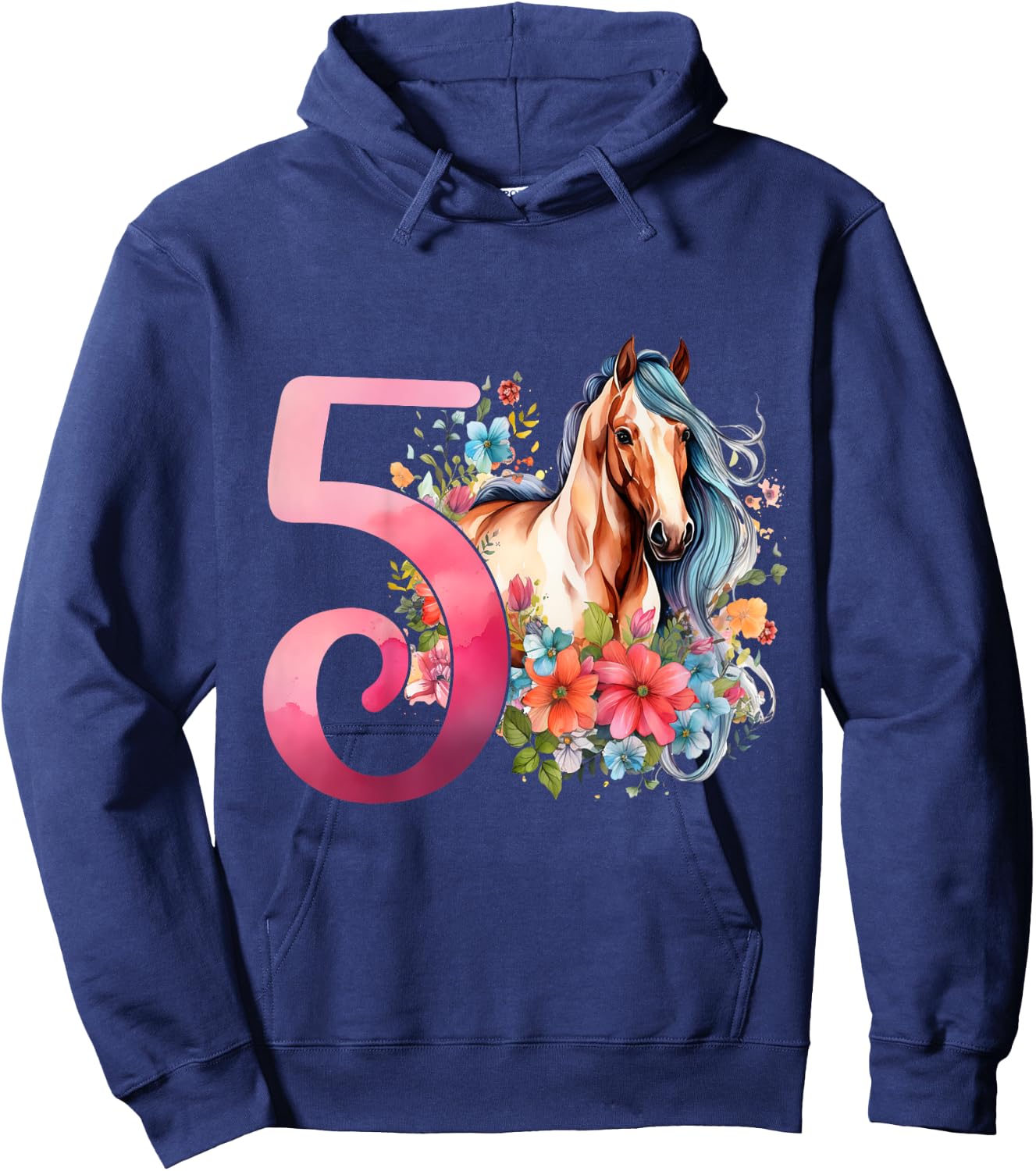 5th Birthday Horse Girl 5 Years Five Finally 5 Birthday Hoodie - Hoodie | Navy
