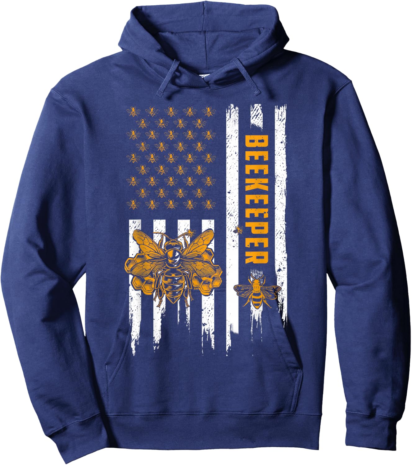 Beekeeping American Flag Honeycomb Honey Bees Beekeeper Hoodie - Hoodie | Navy