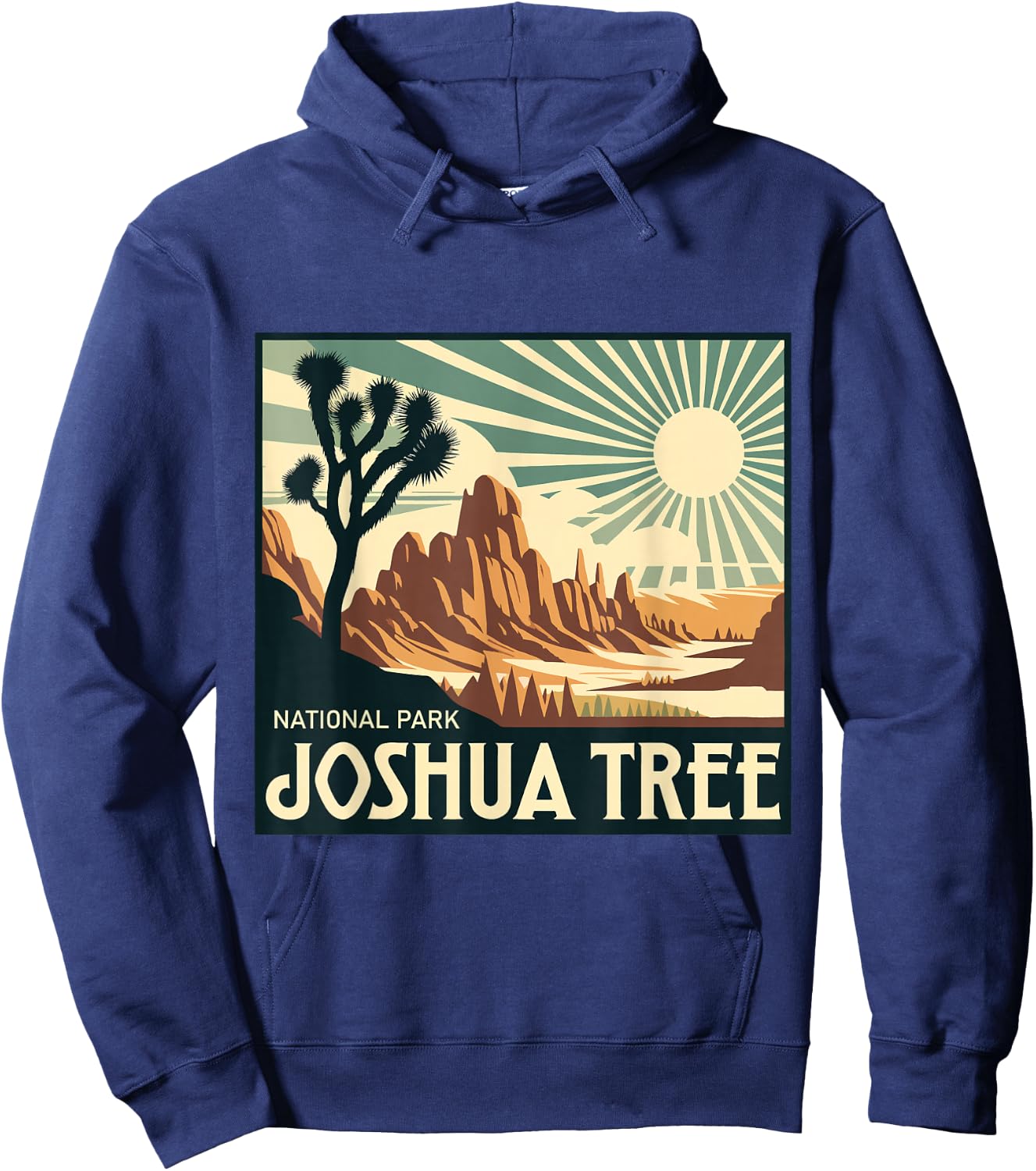 Joshua Tree National Park Vintage Hiking Camping Outdoor Hoodie - Hoodie | Navy