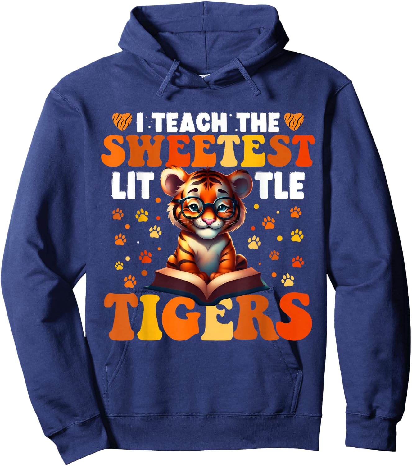 I Teach The Sweetest Little Tigers Groovy Teaching Kids Hoodie - Hoodie | Navy