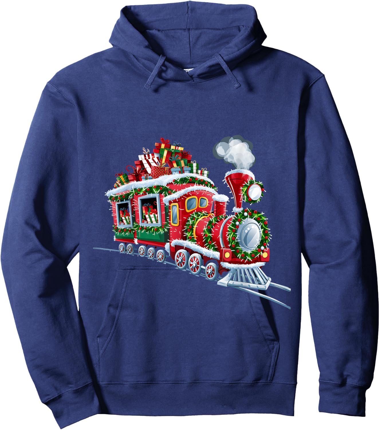 Christmas Train with Presents and Festive Decorations Hoodie - Hoodie | Navy