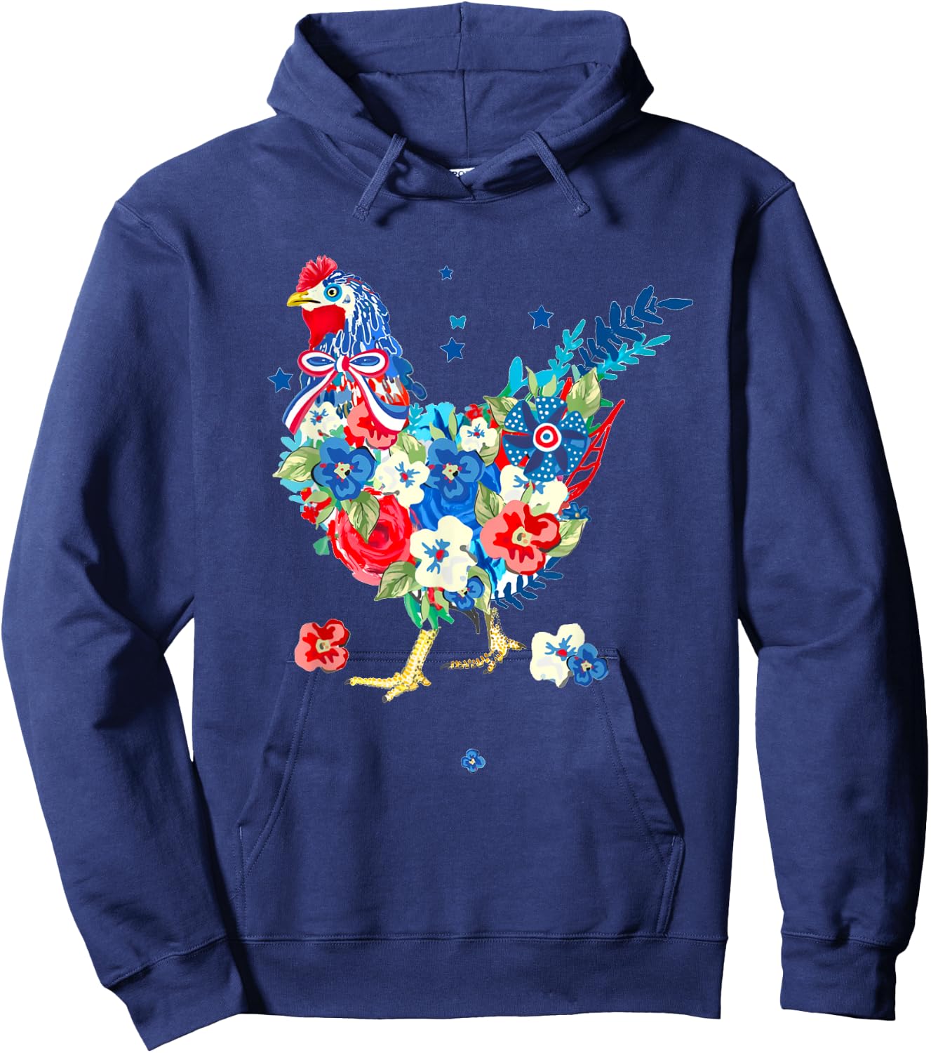 USA American Flag Chicken Lover 4th of July Patriotic Farmer Hoodie - Hoodie | Navy