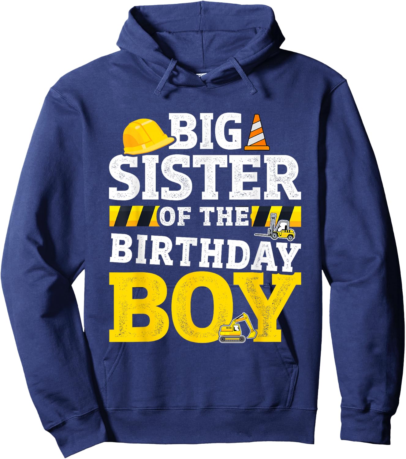 Big sister birthday boy matching family construction party Hoodie - Hoodie | Navy