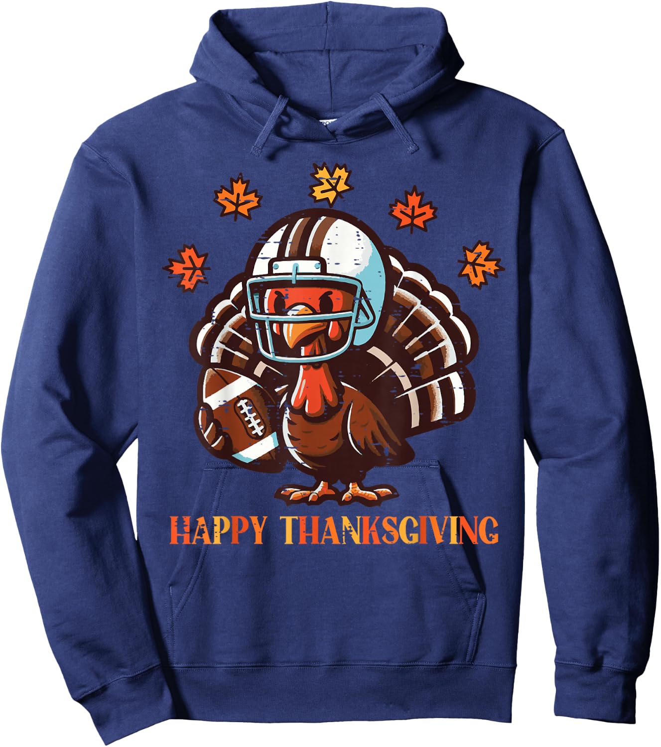 Happy Thanksgiving American Football Turkey Men Boys Kids Hoodie - Hoodie | Navy