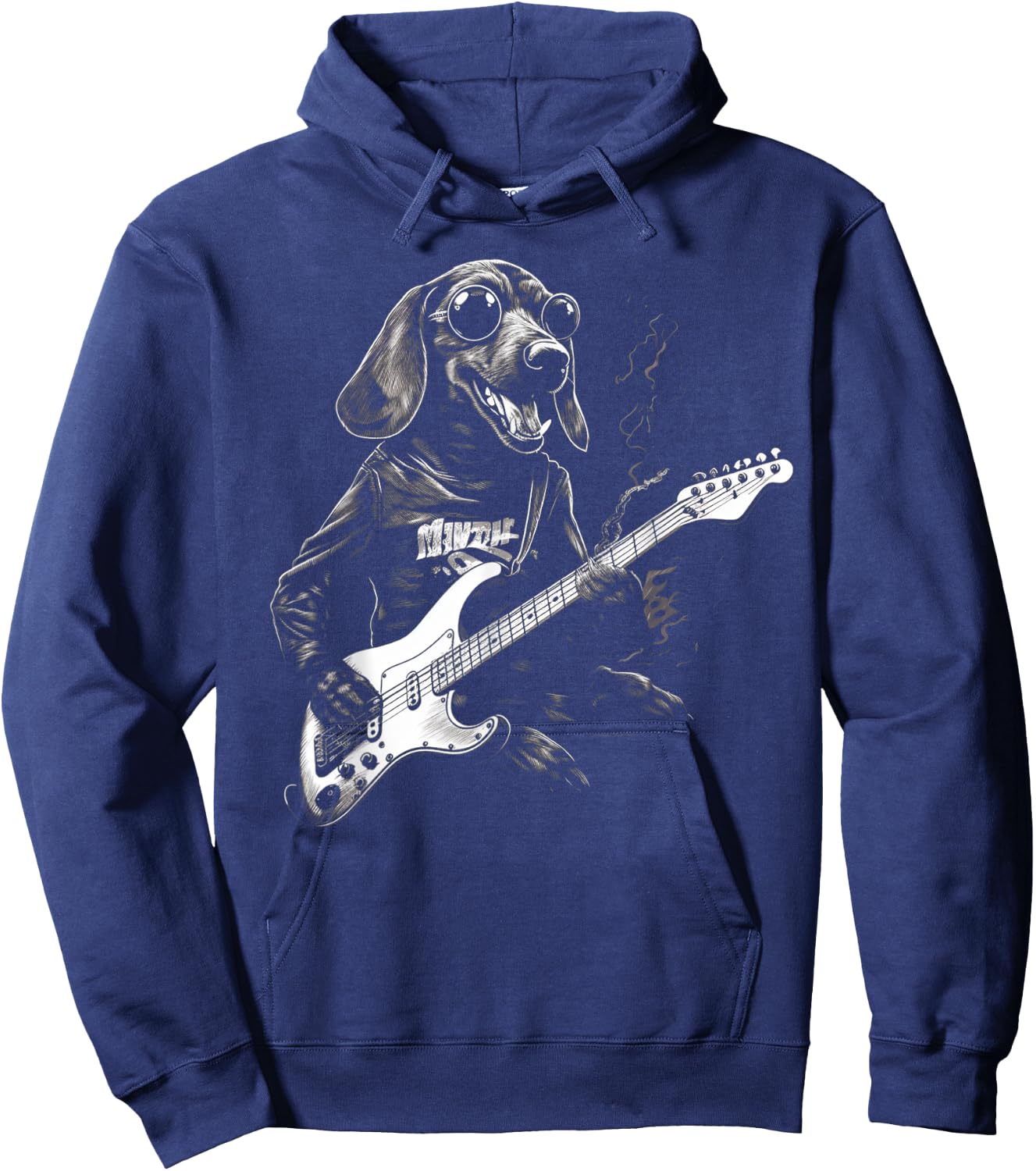 Dachshund Playing Guitar Funny Music Lover Dog Design Hoodie - Hoodie | Navy
