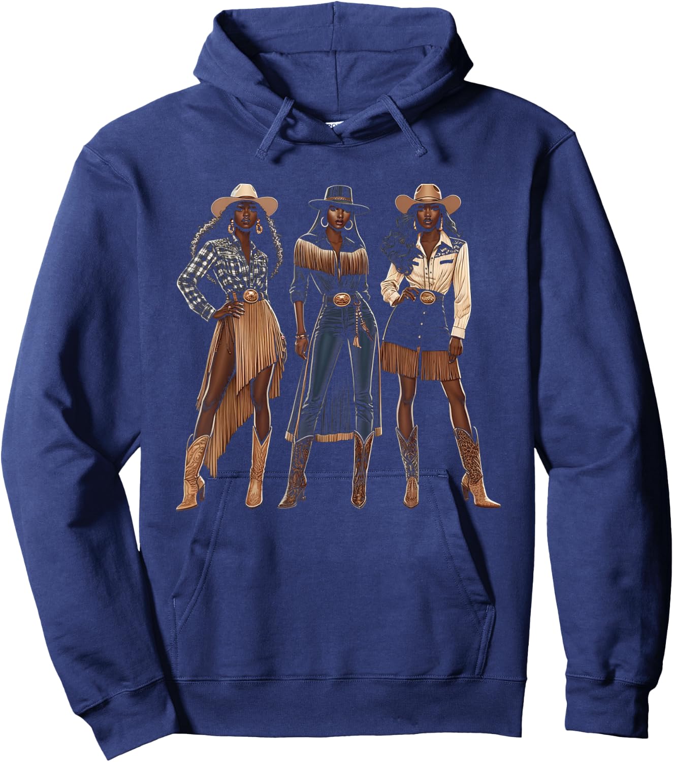 Black Cowgirl Western Rodeo Melanin Black History Texas Hoodie - Hoodie | Navy