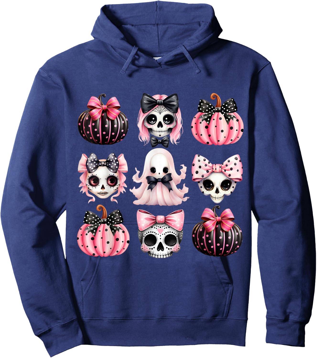 Cute Coquette Halloween Bows Black Pink Halloween Girl Women Hoodie - Hoodie | Navy