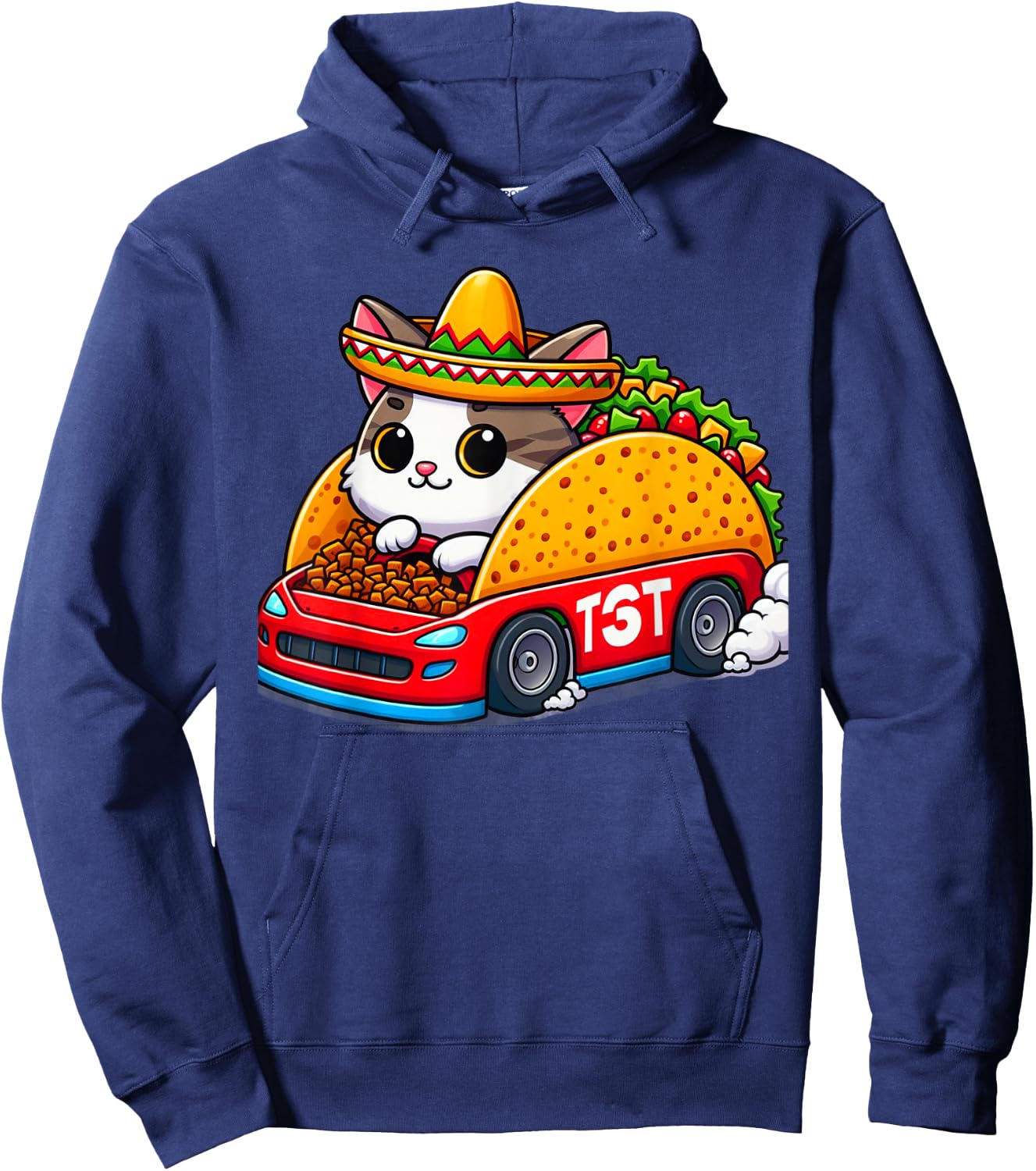 Tacocat Racecar Spelled Backwards Funny Mexican Car Taco Cat Hoodie - Hoodie | Navy