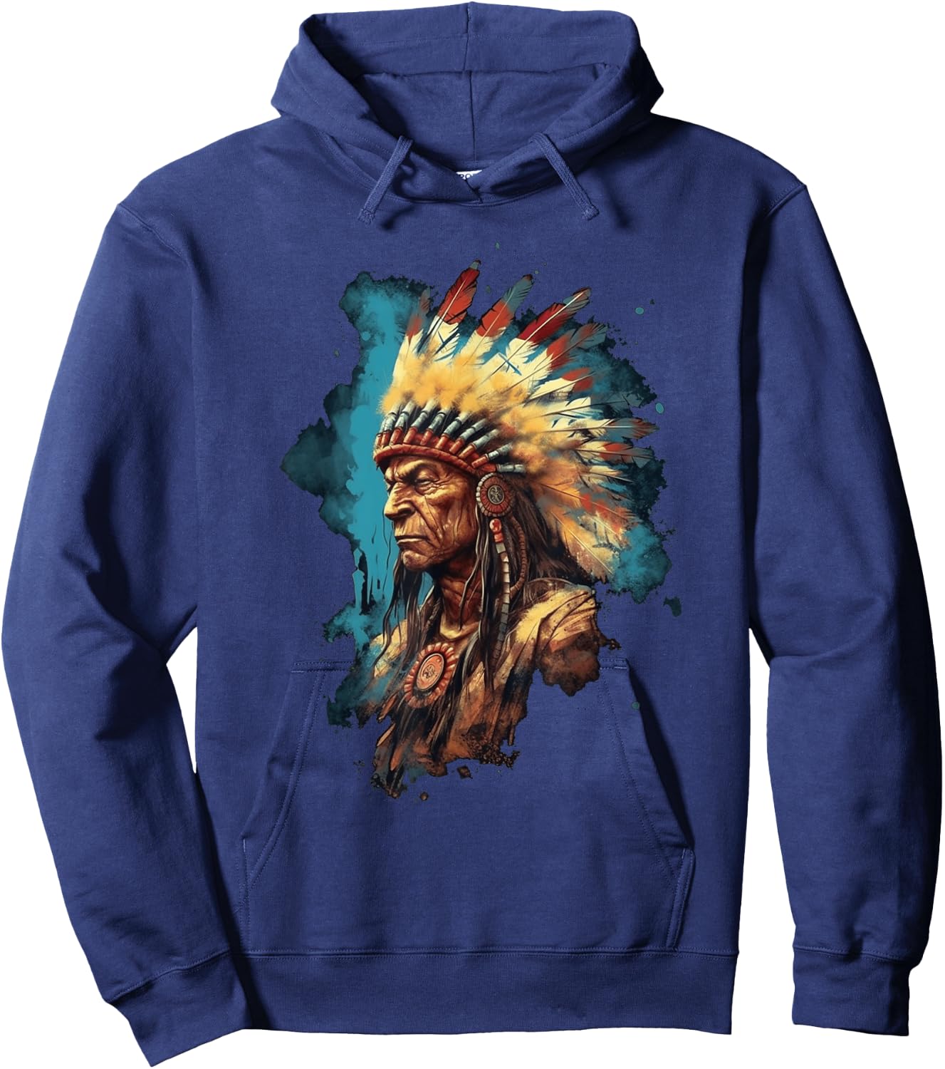 Native American Indian Headdress Traditional Art Men Women Hoodie - Hoodie | Navy
