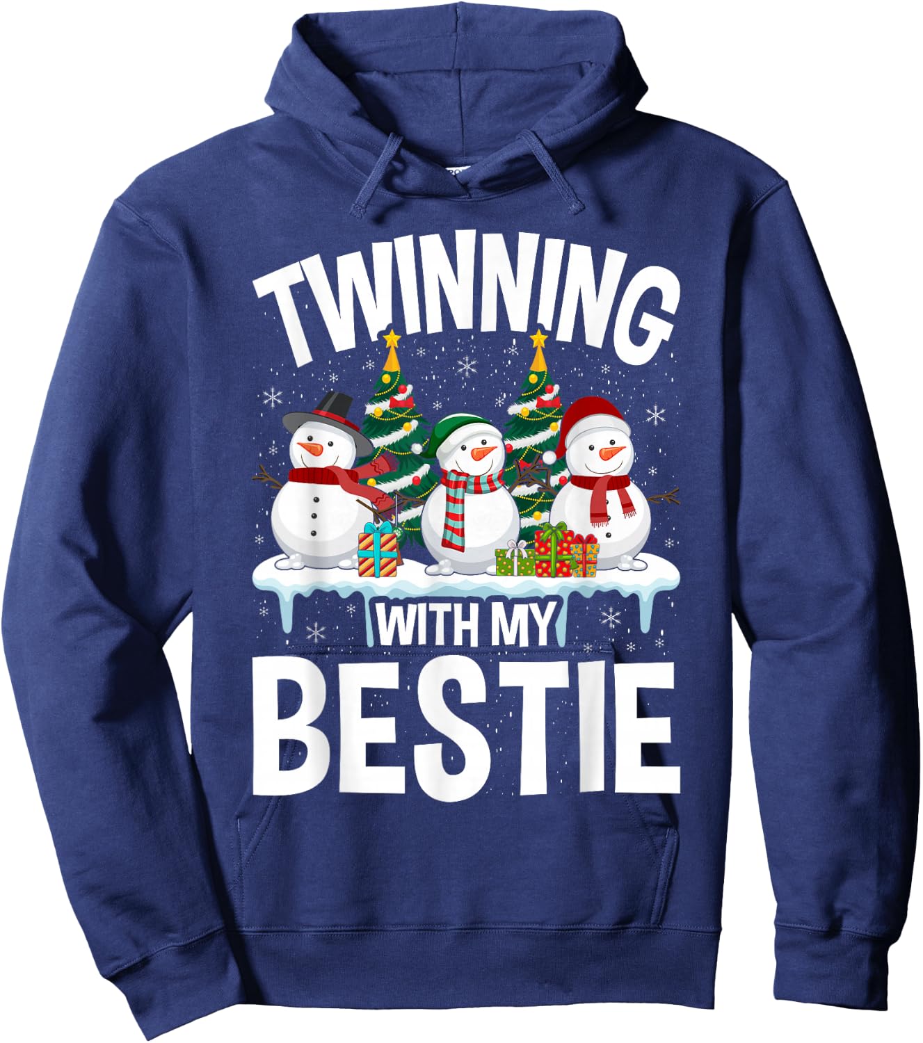 Twinning With My Bestie Xmas Snowman Matching Christmas Kids Hoodie - Hoodie | Navy
