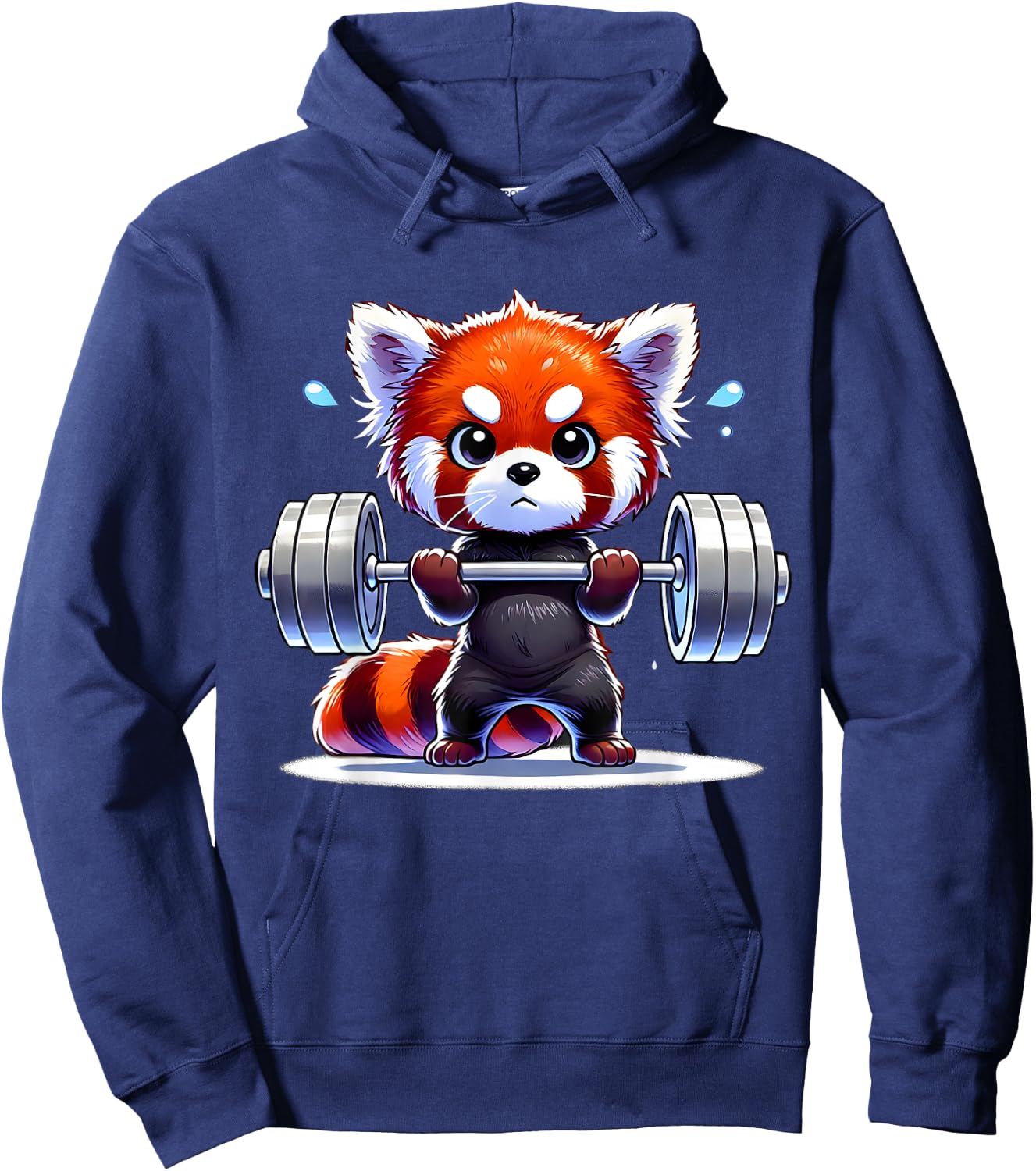 Kawaii Red Panda Weightlifting Funny Fitness Gym Hoodie - Hoodie | Navy