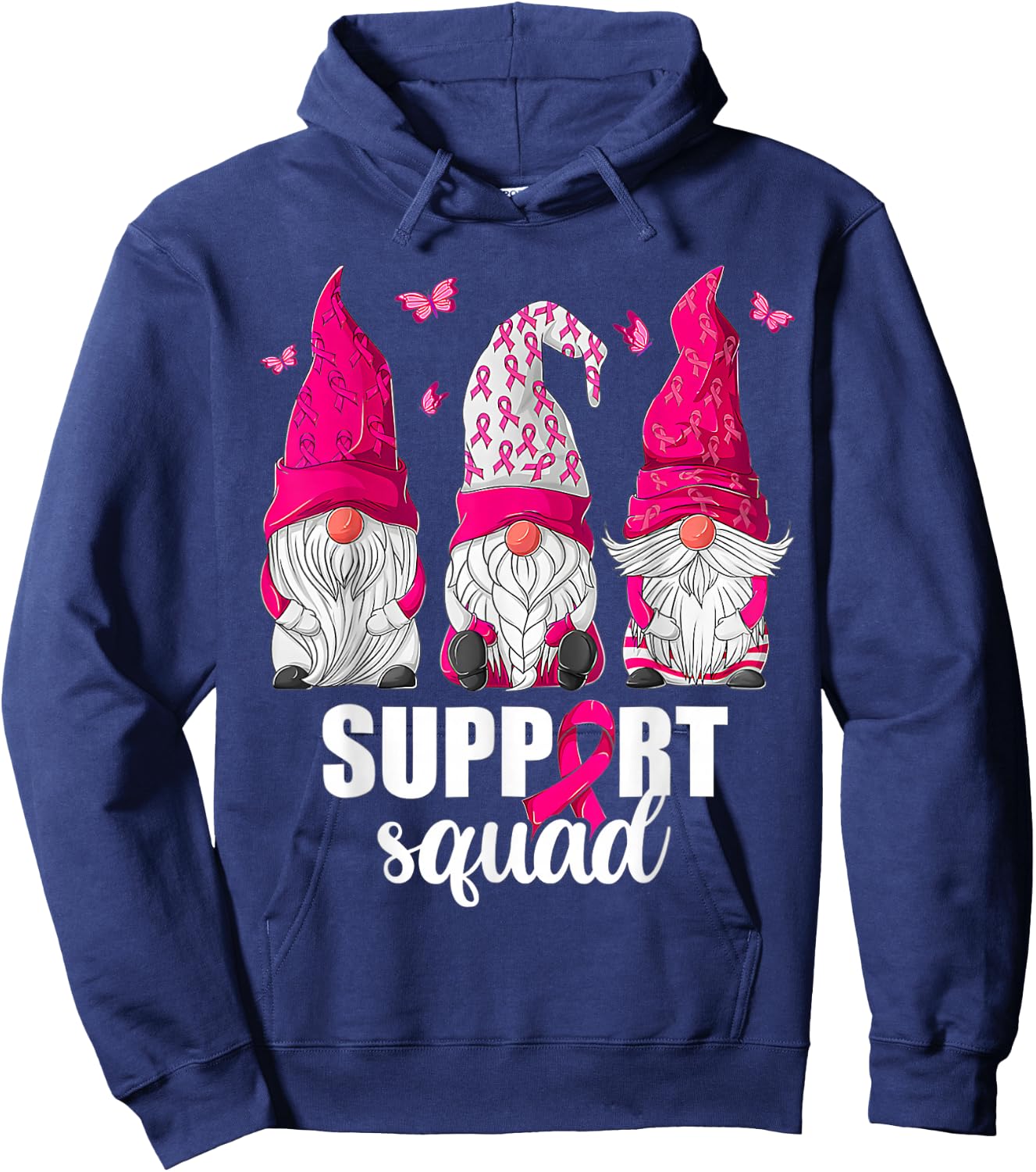 Breast Cancer Awareness Shirt Gnomes Support Squad Hoodie - Hoodie | Navy
