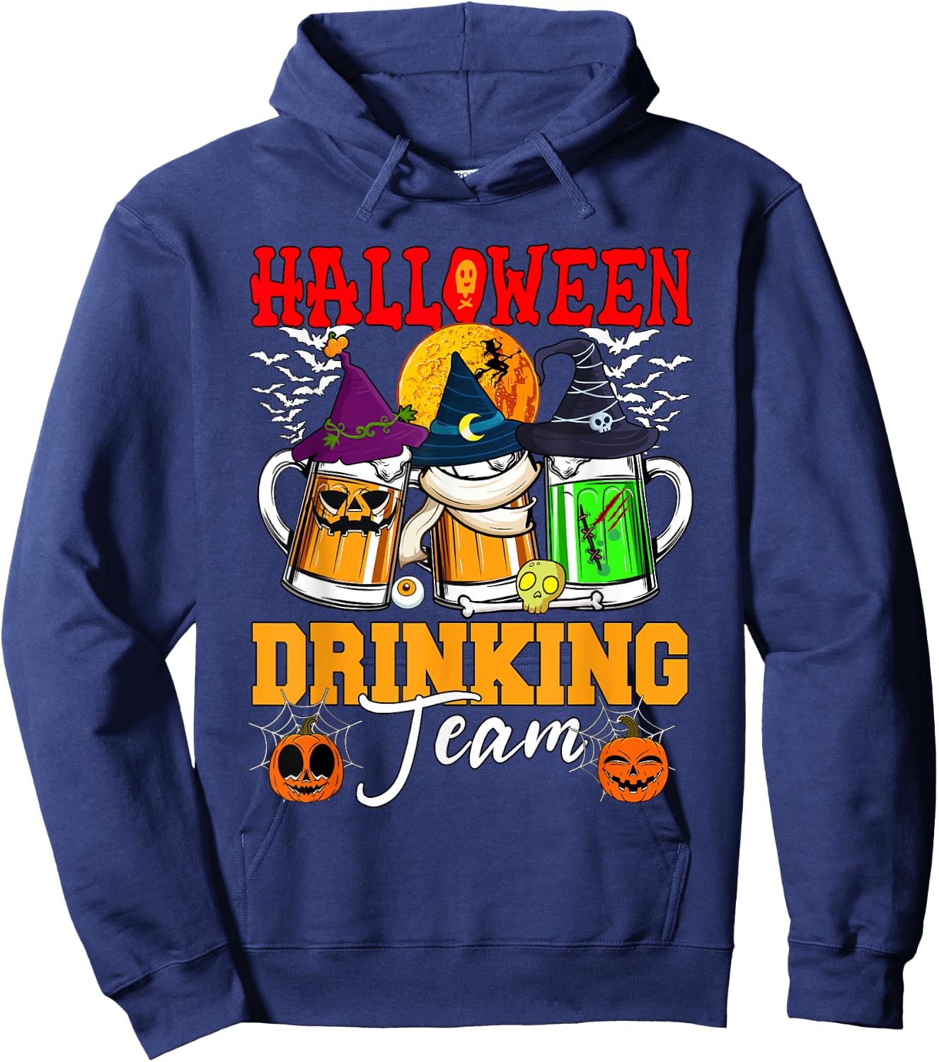 Halloween Drinking Team Three Horror Beer Glasses As Witch Hoodie - Hoodie | Navy