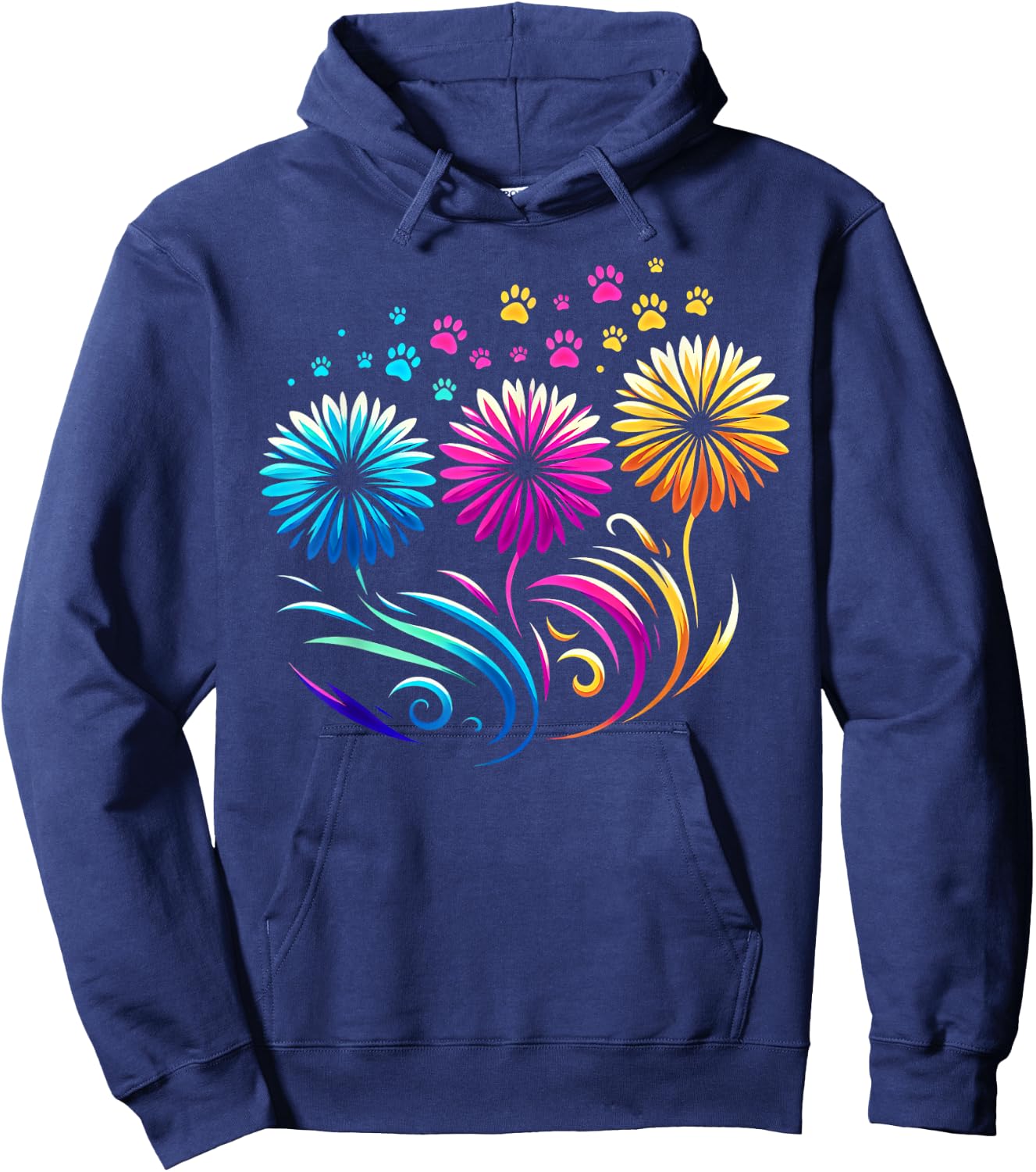 Dandelion Flowers Cute Dog Paw Funny Cat Paw Men Women Kids Hoodie - Hoodie | Navy