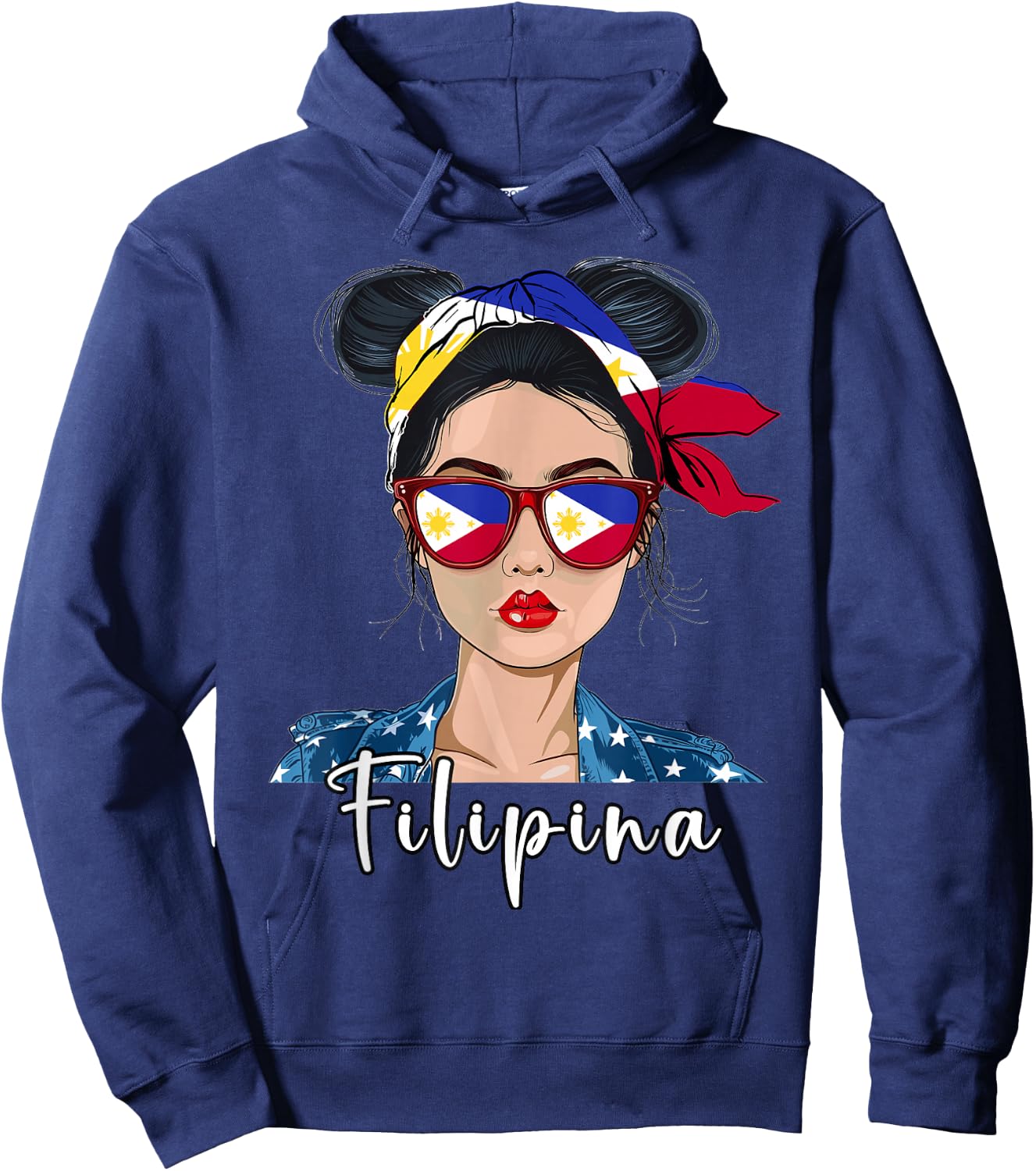 Filipina Flag Souvenirs Woman Uniform Girl Hat Philippines Hoodie - Hoodie | Navy