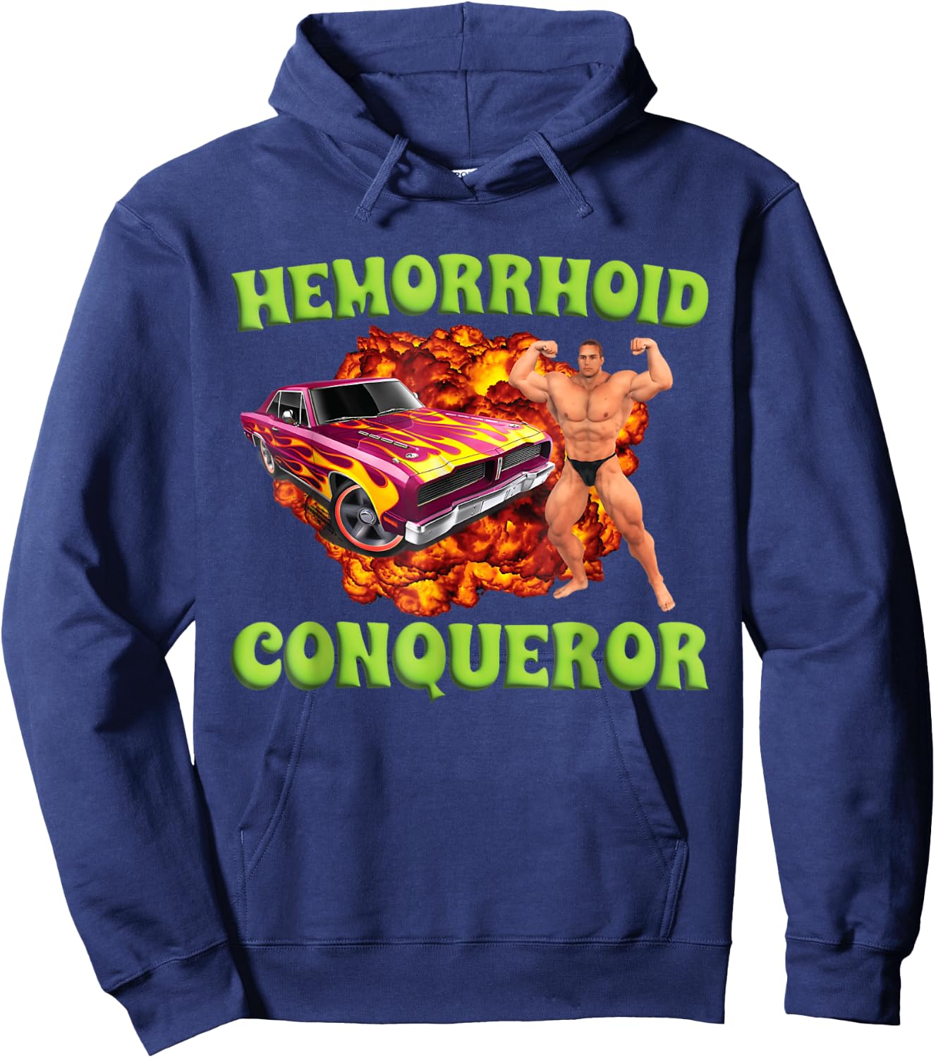Hemorrhoid Conqueror Funny Oddly Specific Dank Meme Hoodie - Hoodie | Navy