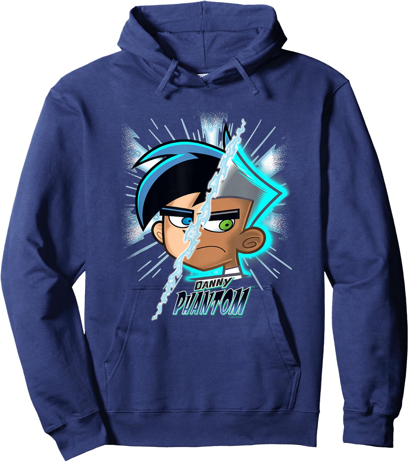 Danny Phantom Split Face Going Ghost Transformation Hoodie - Hoodie | Navy
