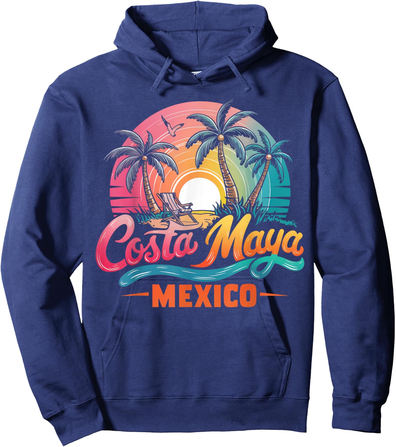 Costa Maya Mexico Tropical Sunset beach Souvenir Vacation Men Women Girls Kids Hoodie - Hoodie | Navy