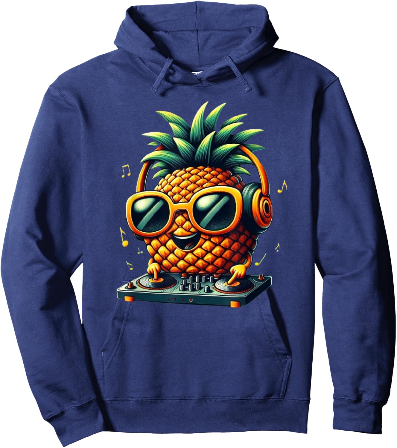 Pineapple DJ With Sunglasses Beach Funny Pineapple Summer Men Women Kids Hoodie - Hoodie | Navy