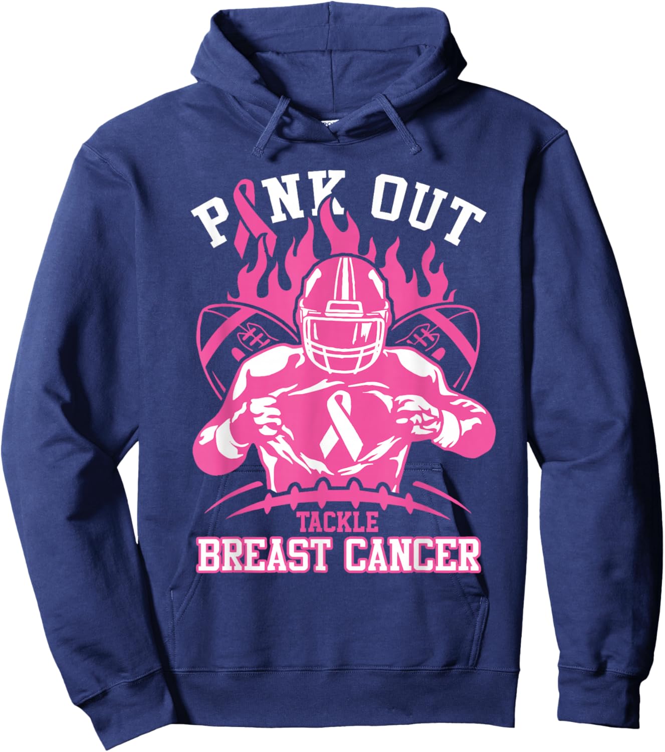 Pink Out Tackle Breast Cancer Awareness American Football Hoodie - Hoodie | Navy