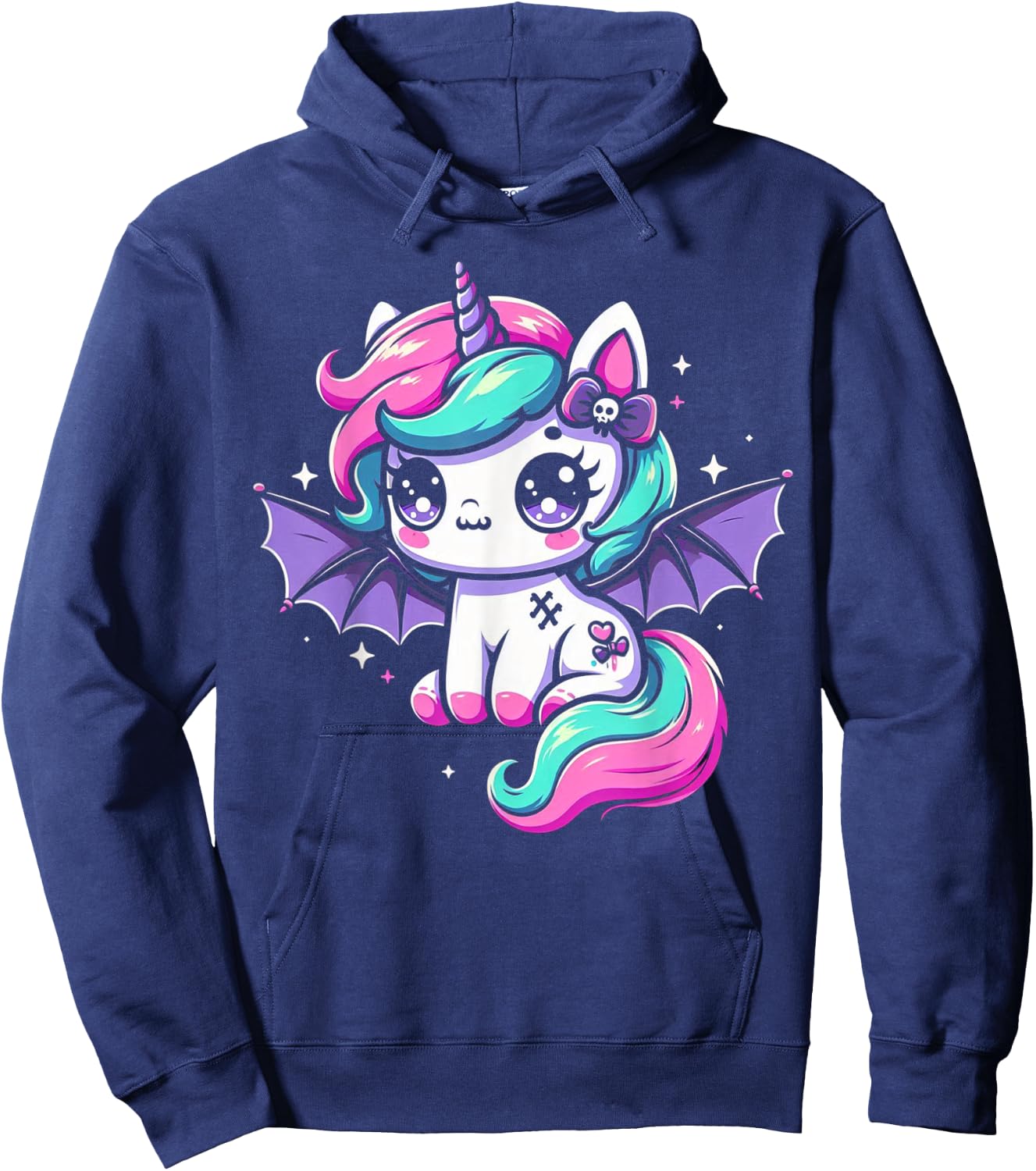 Pastel Goth Unicorn Kawaii Creepy Cute Aesthetic Art Hoodie - Hoodie | Navy