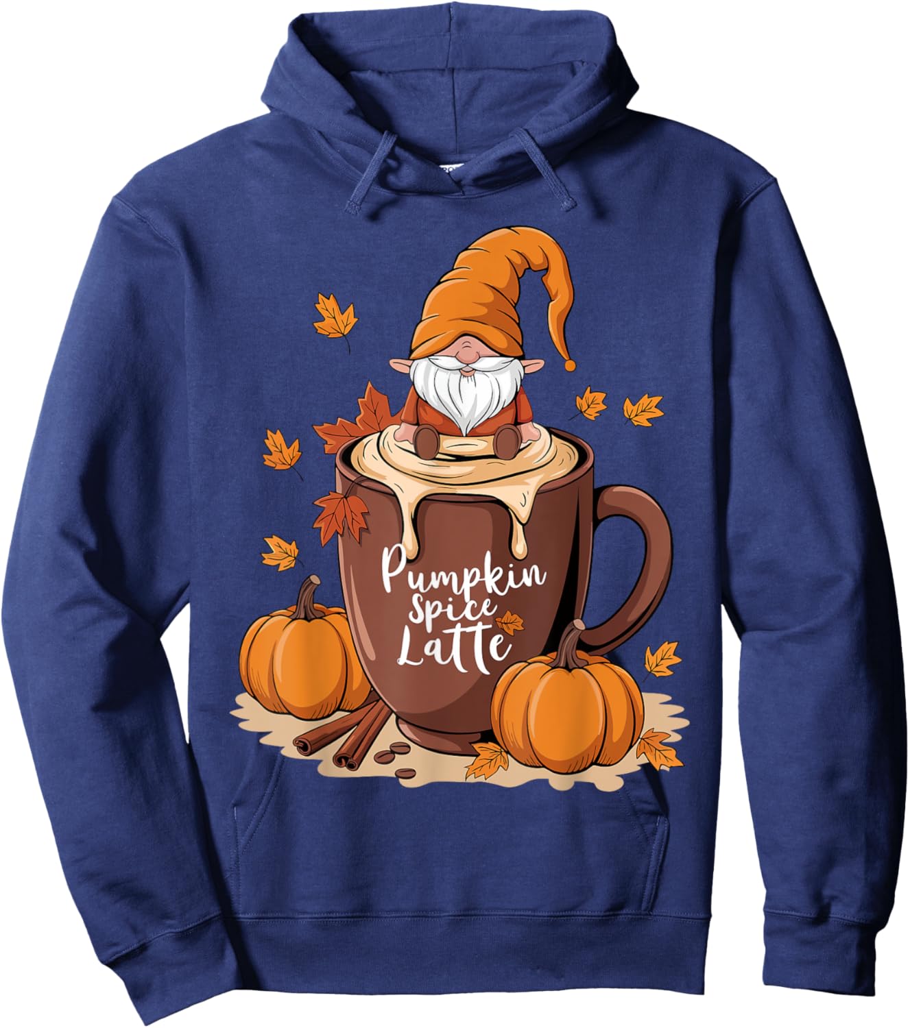 Cozy Fall Pumpkin Spice Latte Gnome Autumn Design Hoodie - Hoodie | Navy