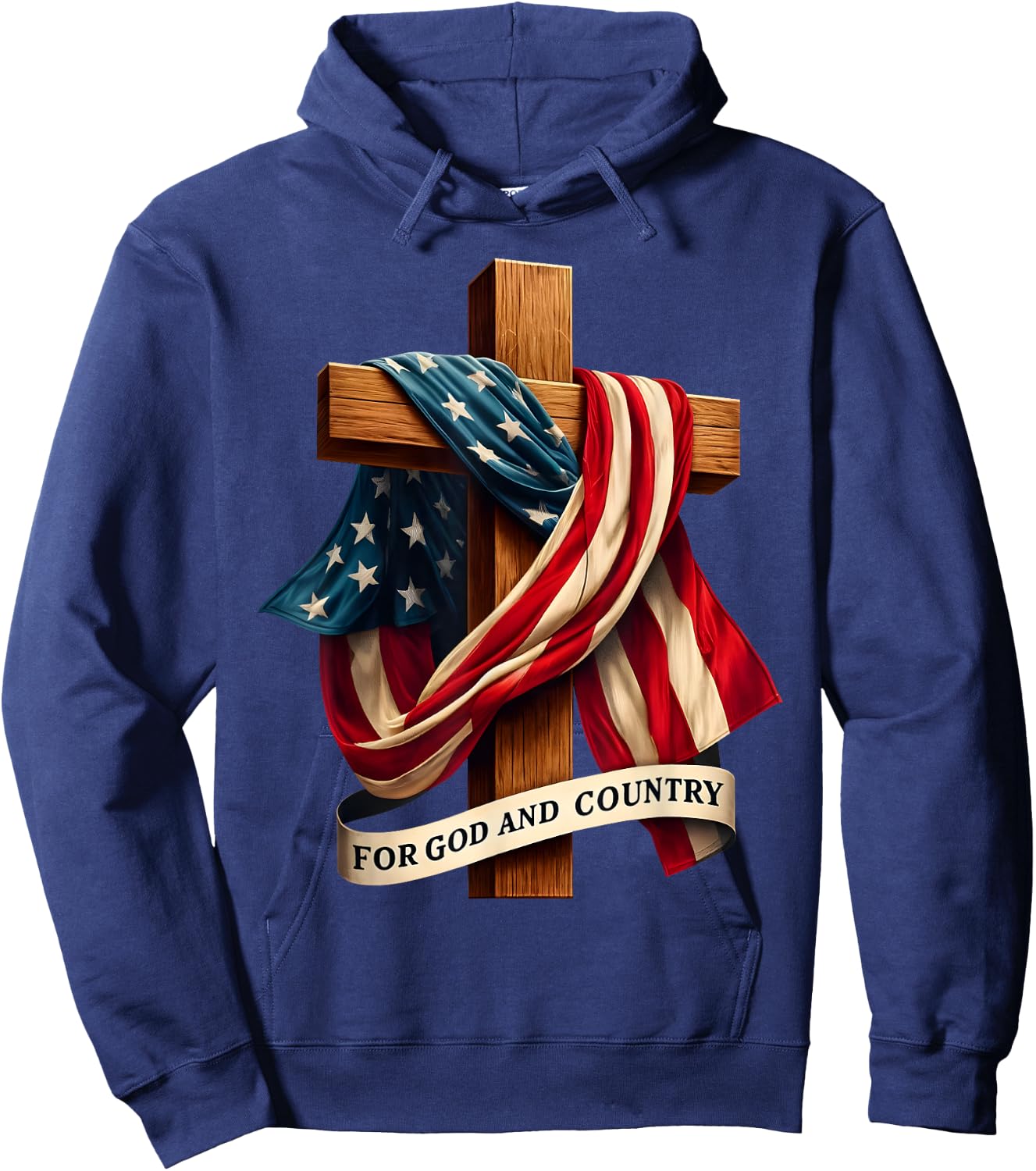 For God and Country Cross Christian Patriotic Jesus Lovers , Small, Black Hoodie - Hoodie | Navy