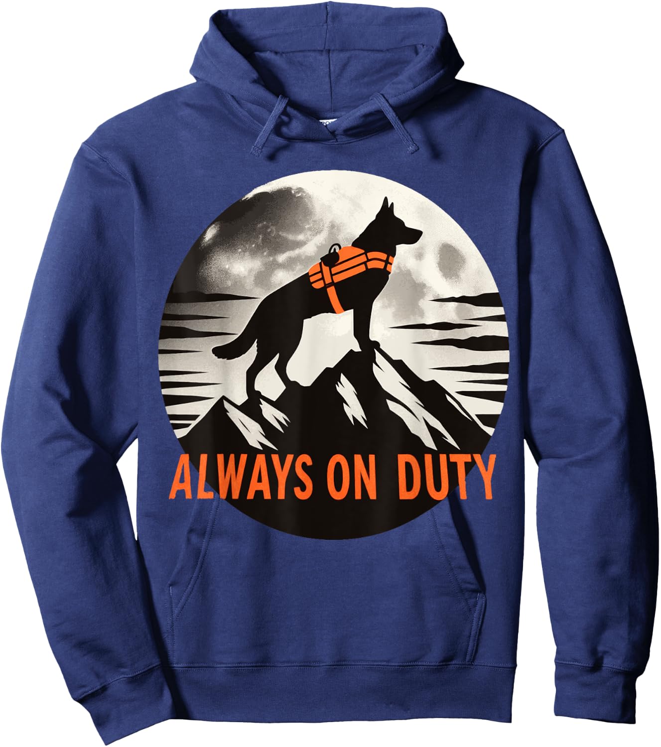 Search and Rescue Dog Silhouette Always on Duty Mountain Women Kids Hoodie - Hoodie | Navy