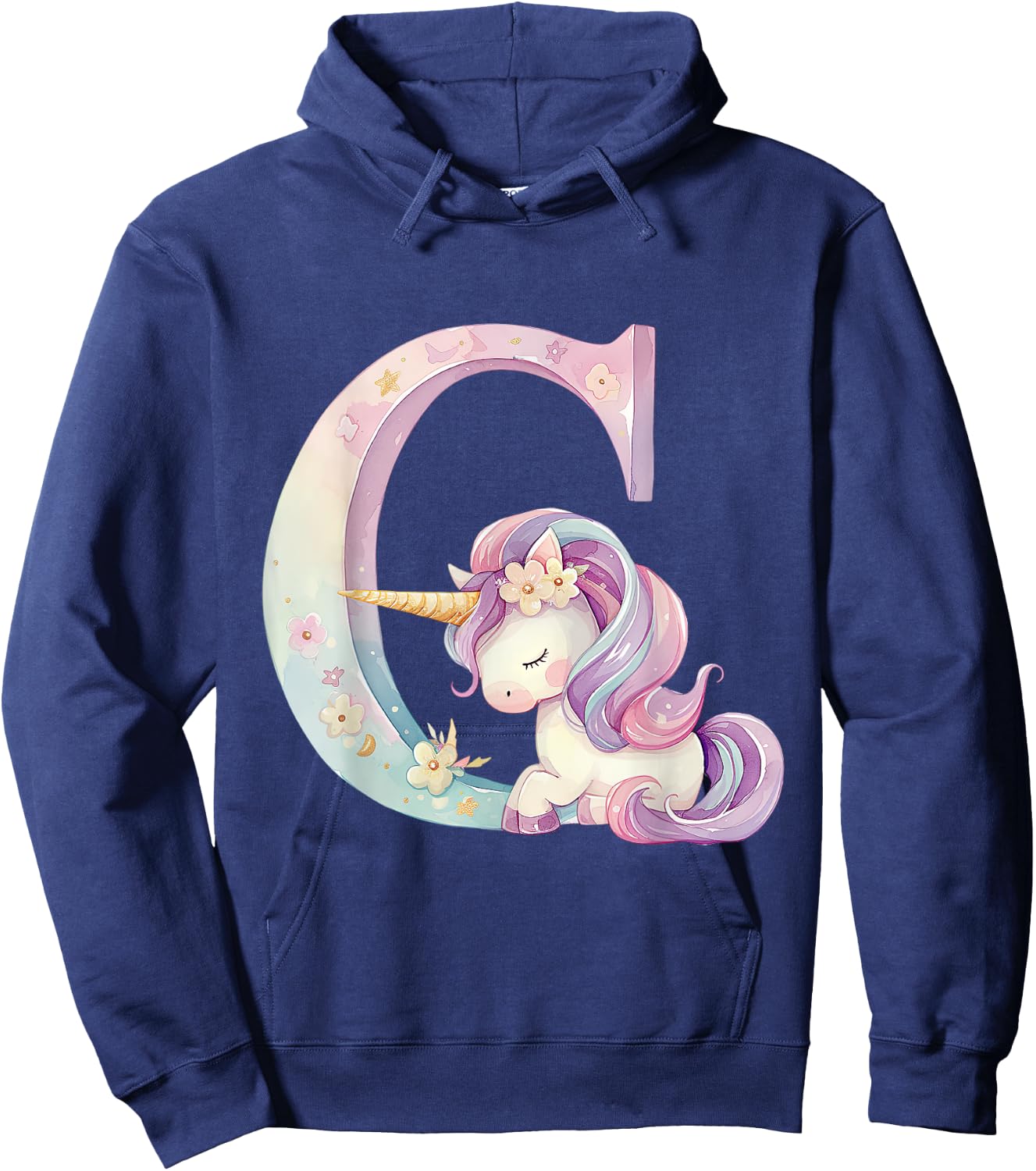 C Initial Letter Alphabet Unicorn Birthday Outfit Monogram C Hoodie - Hoodie | Navy
