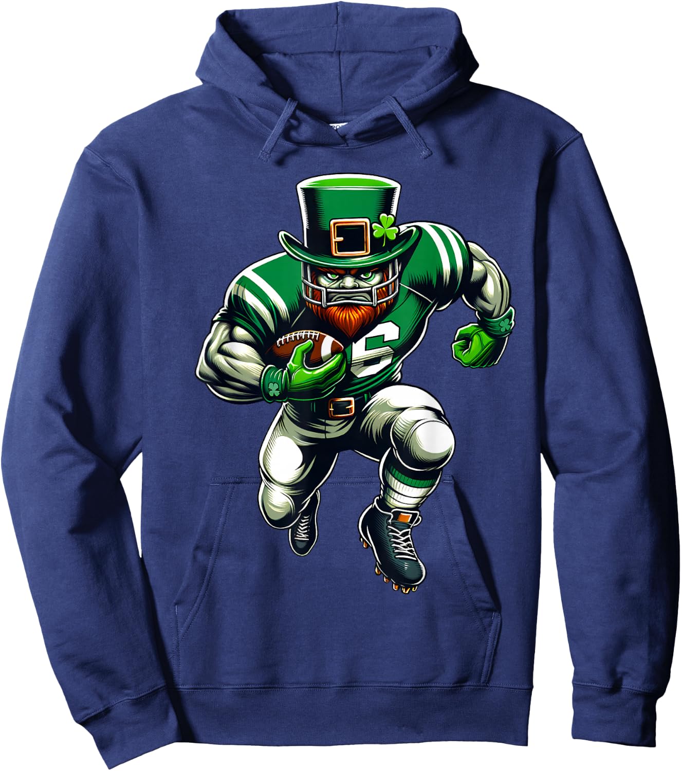 St Patrick's Day Leprechaun Football Player Irish Hoodie - Hoodie | Navy
