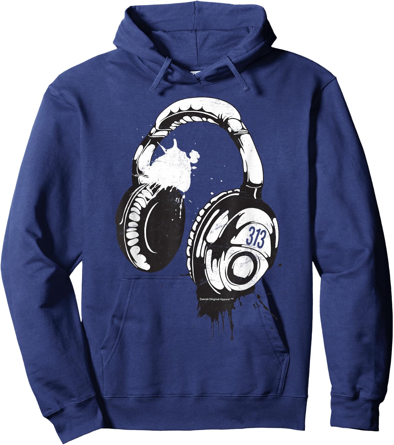 Detroit Techno Shirt 313 DJ Headphones Festival Club Hoodie - Hoodie | Navy