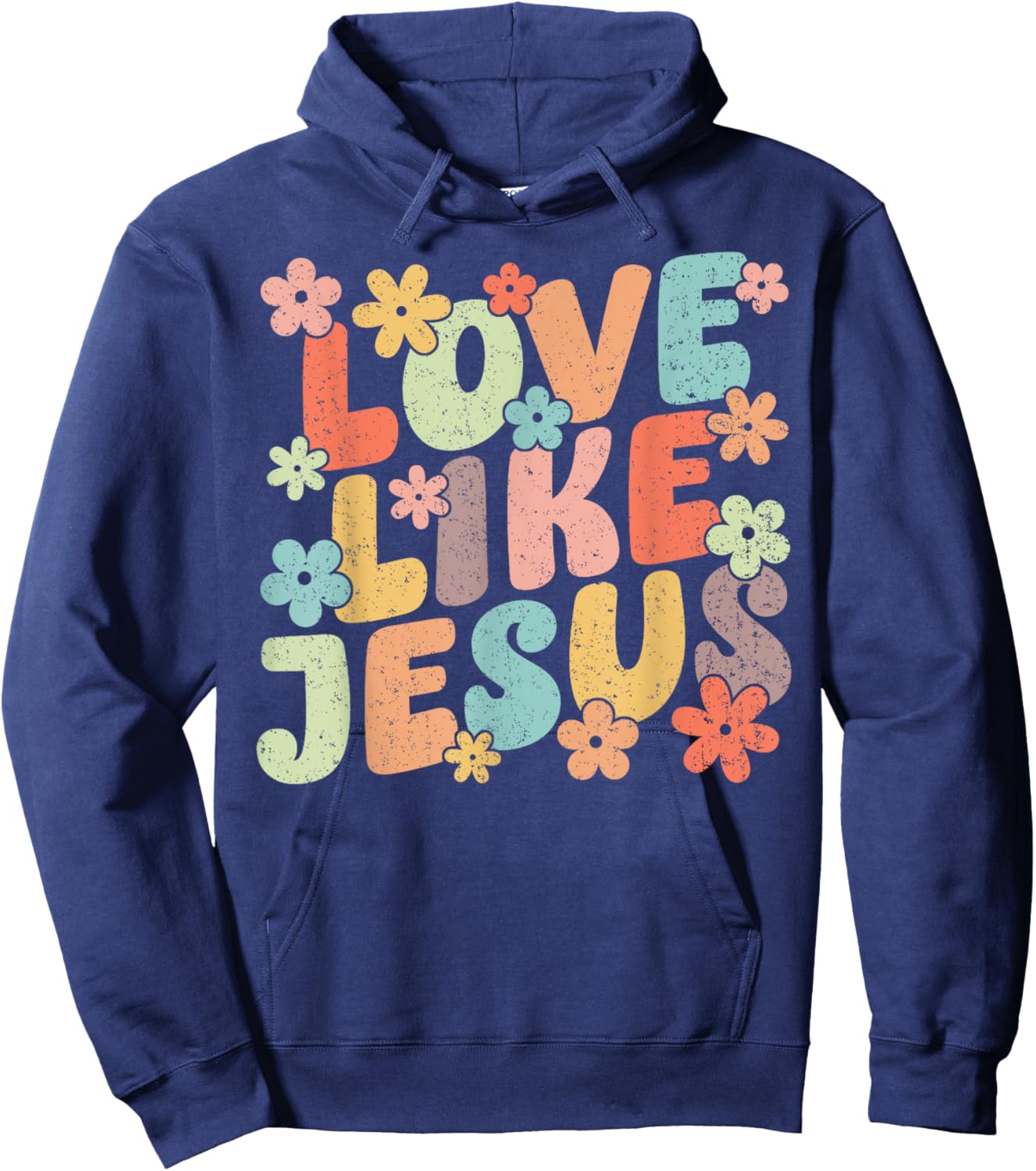 Love Like Jesus Christ Faith Christian Retro Groovy Graphic Hoodie - Hoodie | Navy